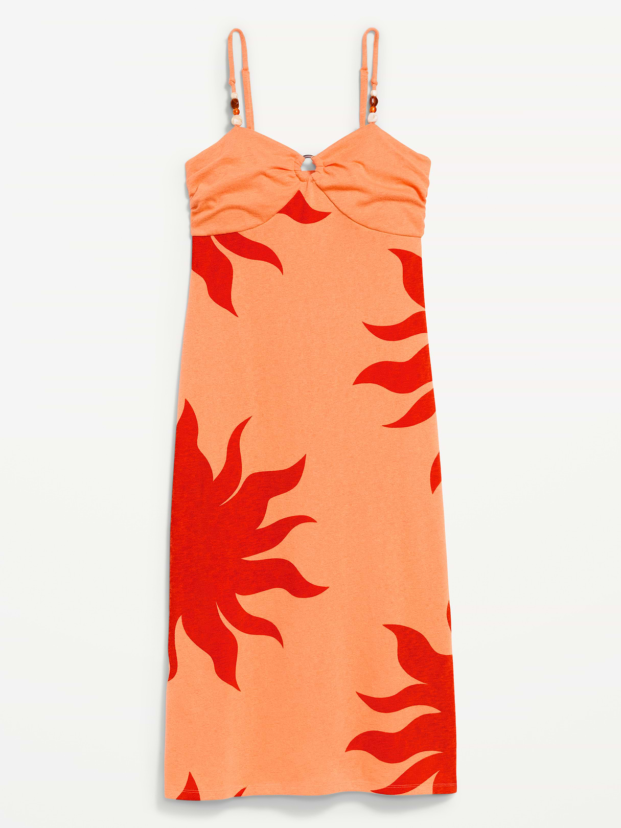Beaded-Strap Beach Midi Dress - Orange
