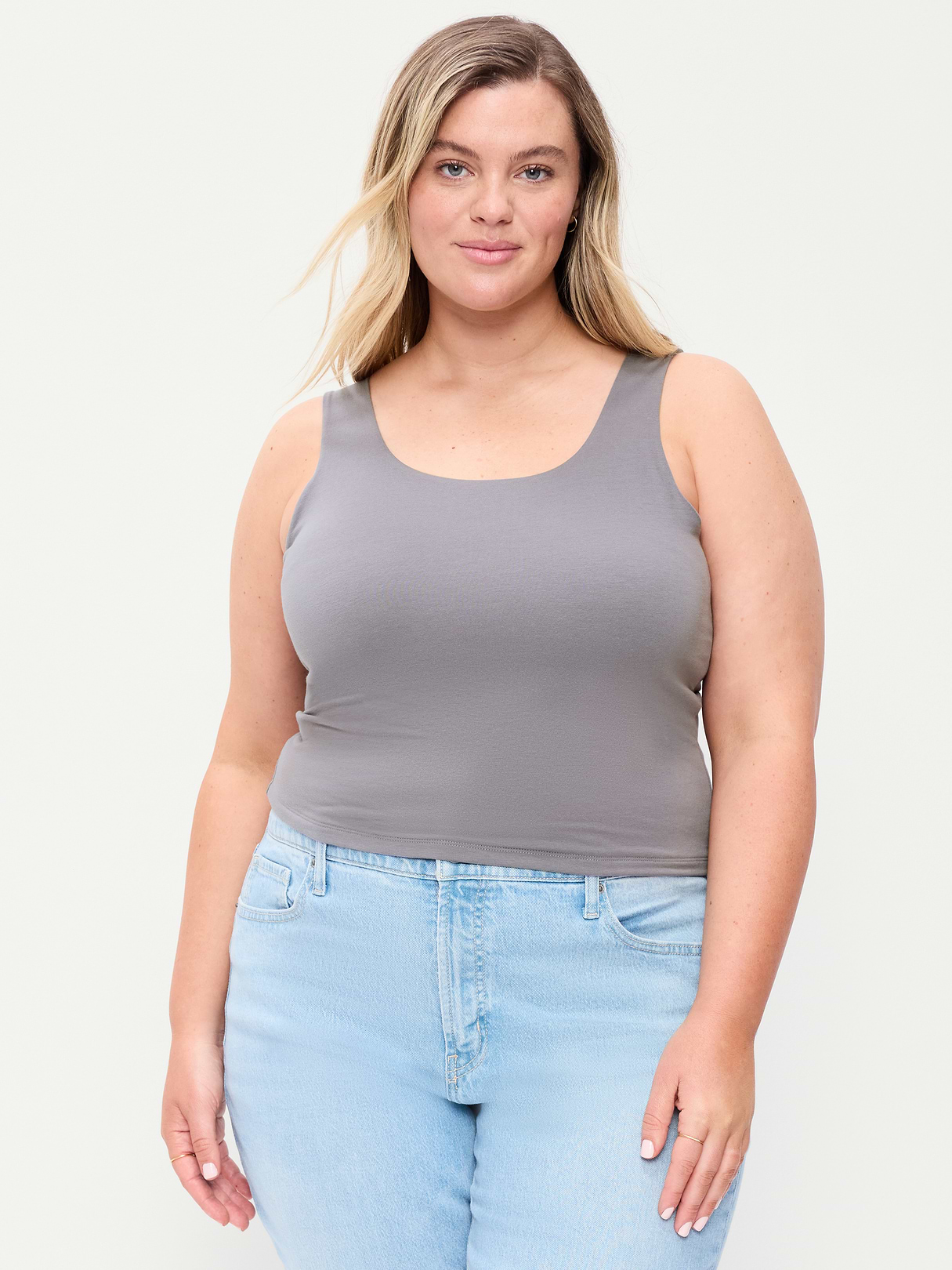 Hug Double-Layer Scoop-Neck Tank Top - Shooting Star