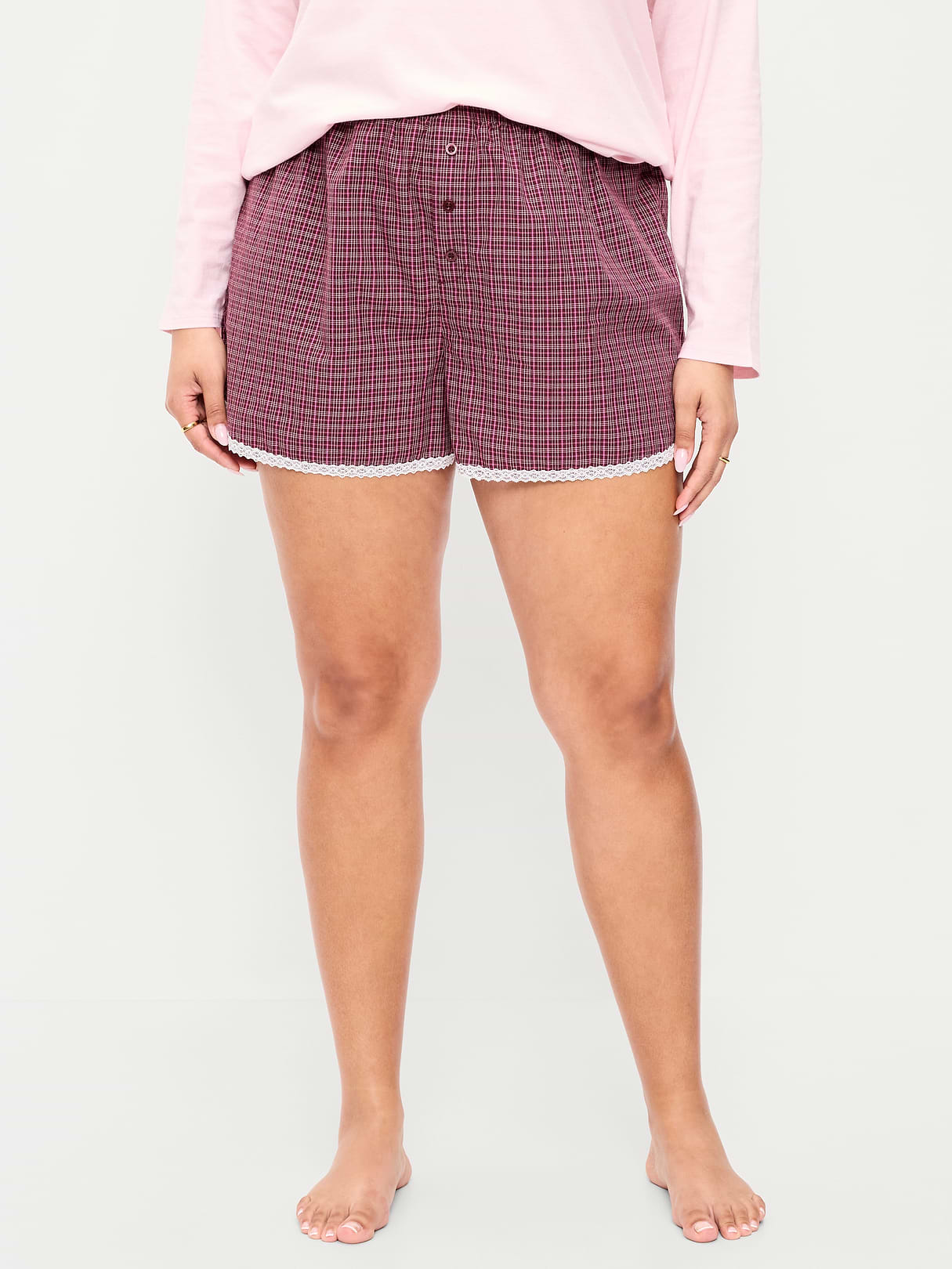 Classic Poplin Boxer Pajama Shorts - Dark Red Plaid