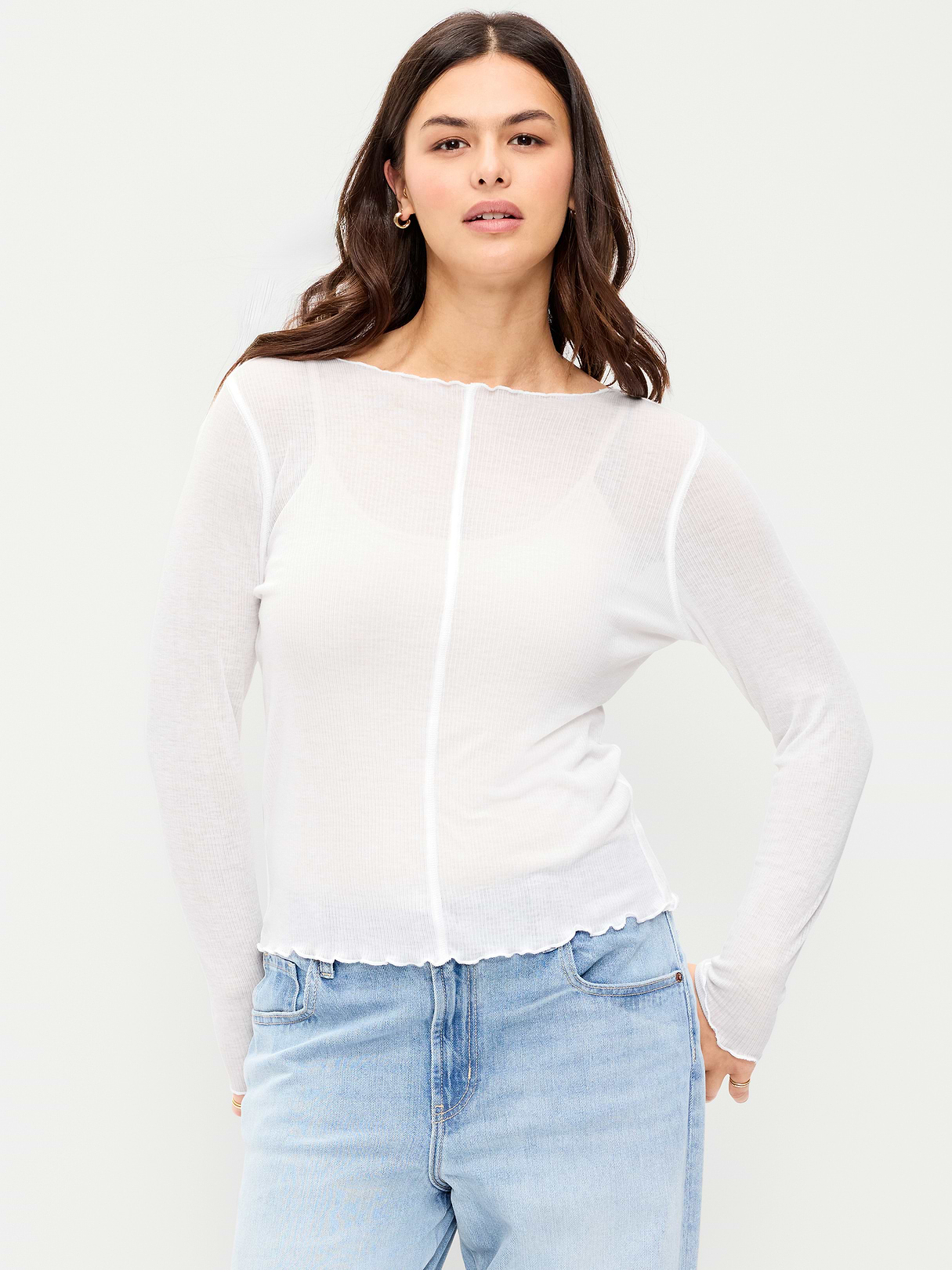 Lettuce-Edge Tissue T-Shirt - White Lilies