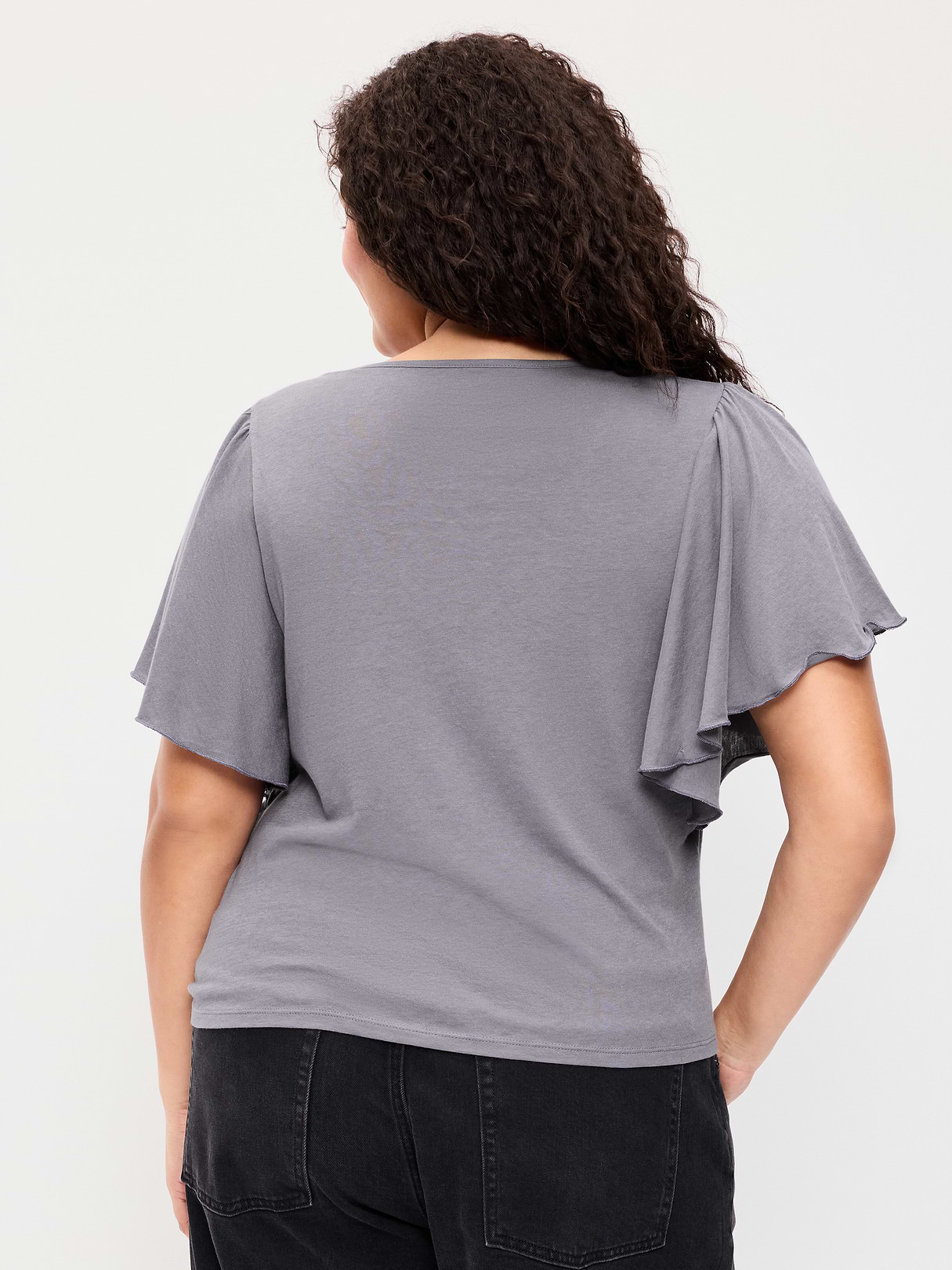 V-Neck Flutter Sleeve Top - Shooting Star