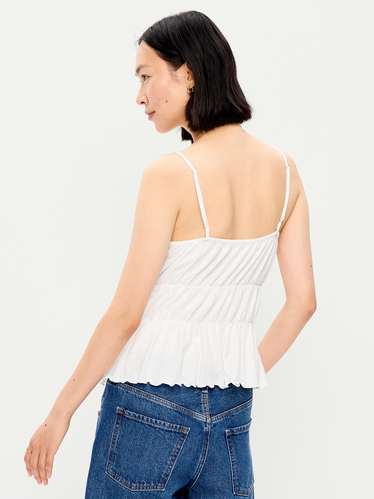 Lace-Trim Smocked-Waist Tank Top - Calla Lily White
