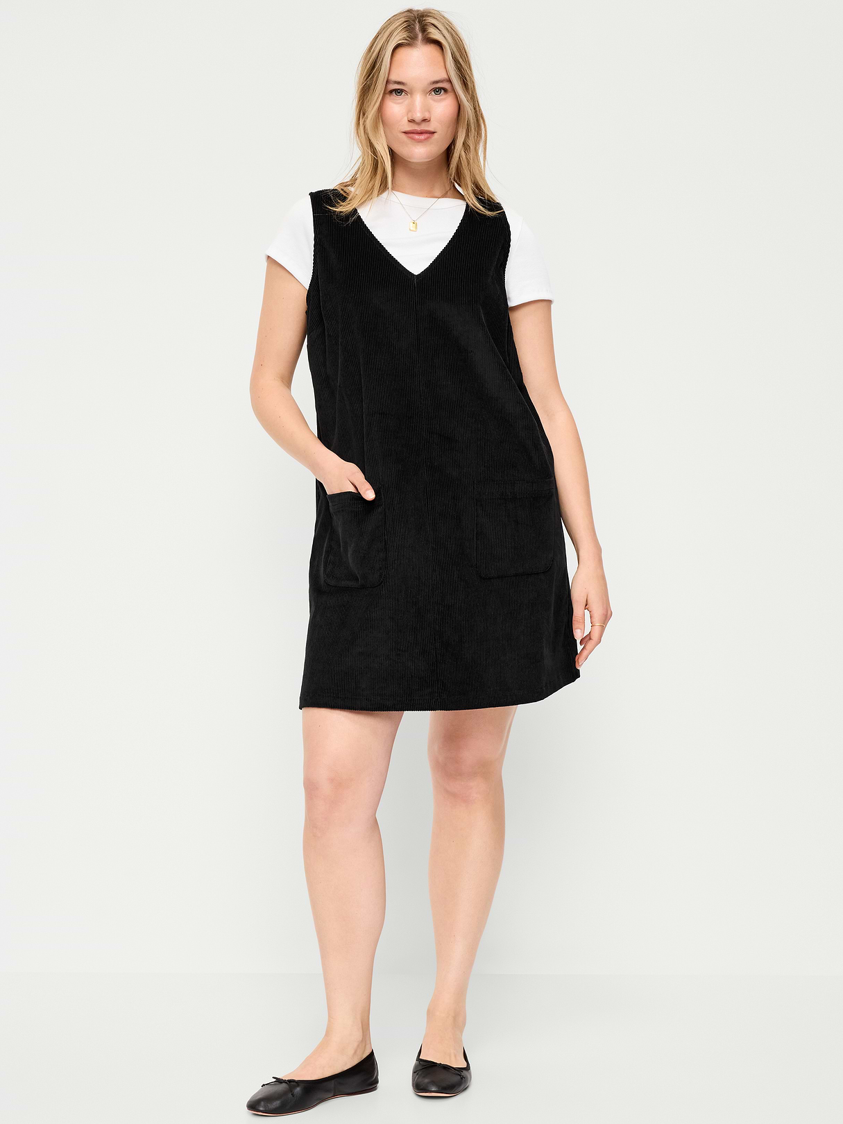 Sleeveless Pinafore Mini Dress - Black Jack