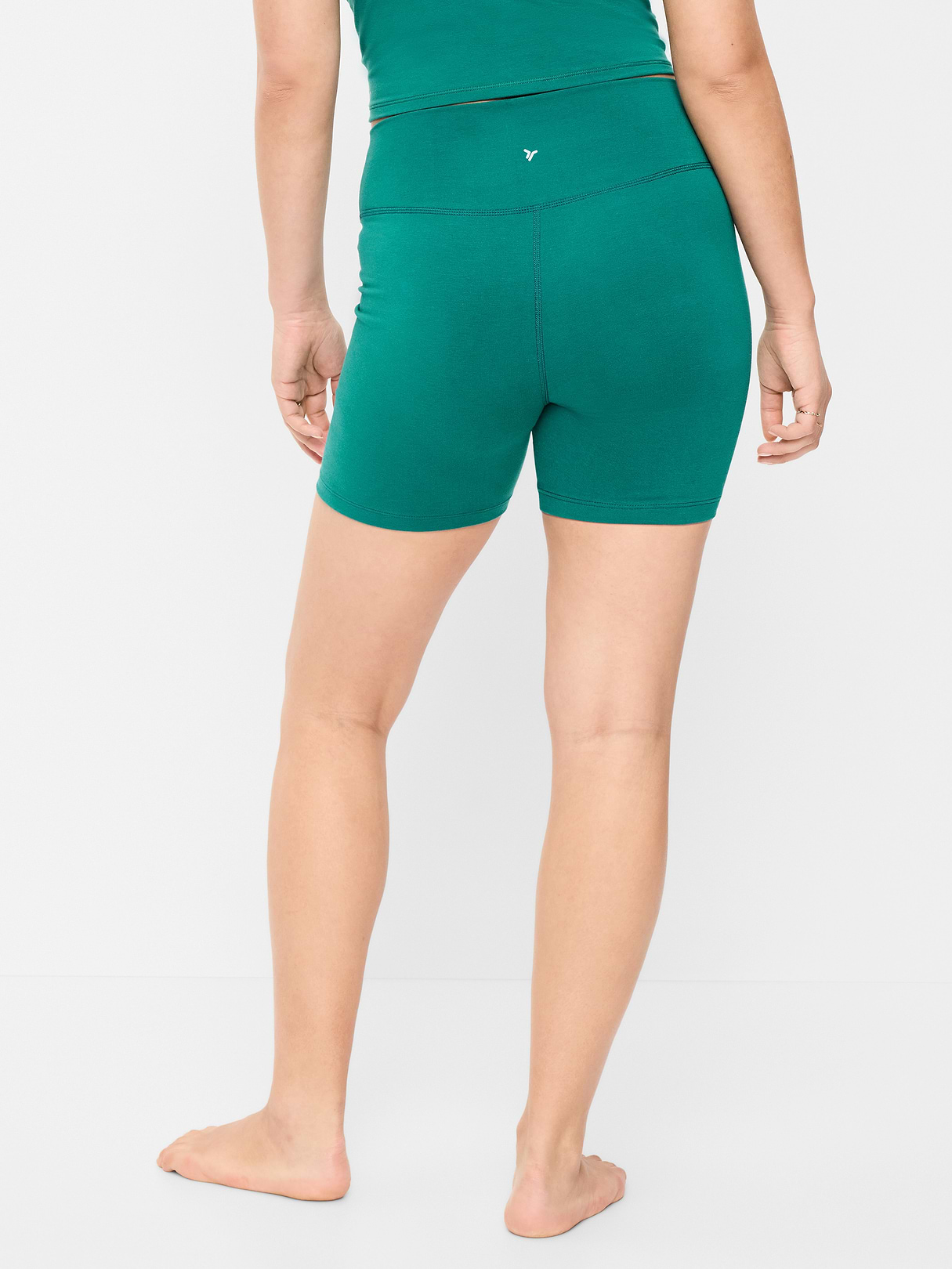 High-Waisted PowerChill Biker Shorts -- 5-inch inseam - Deep Lagoon