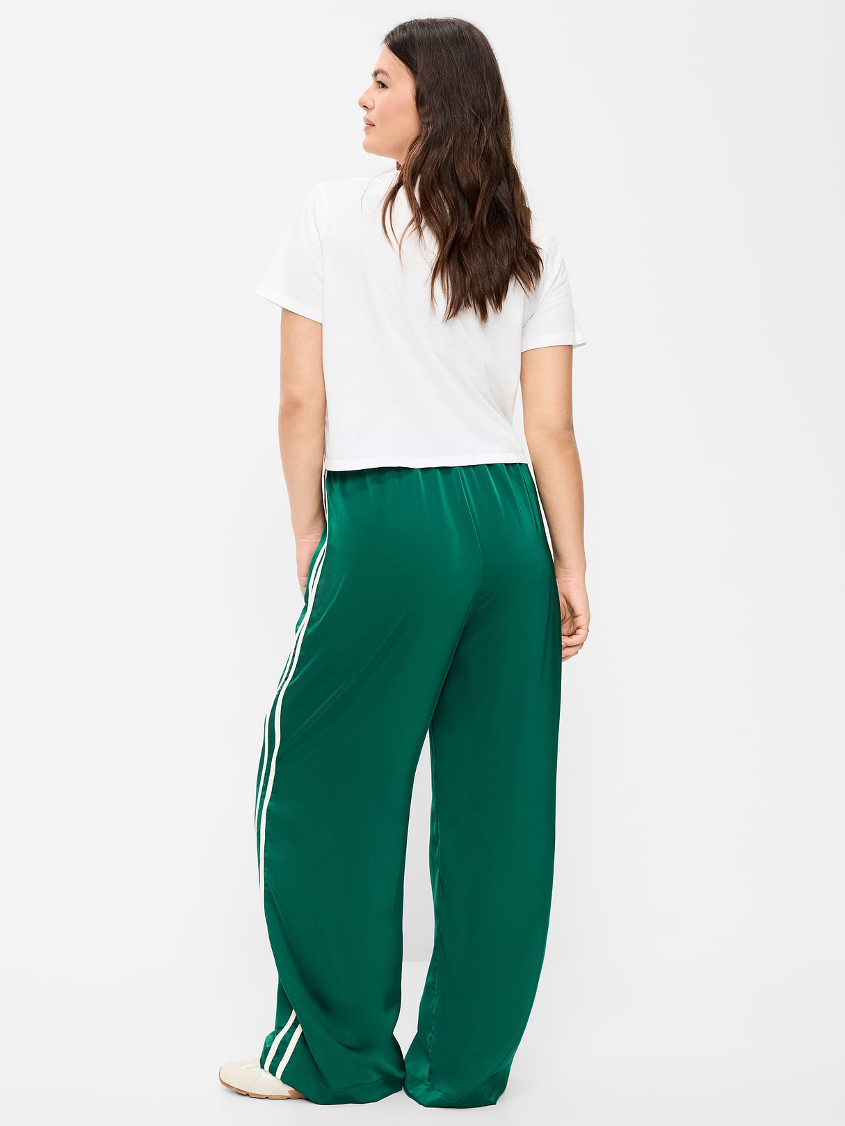 High-Waisted Satin Track Pants - Victorian Jade