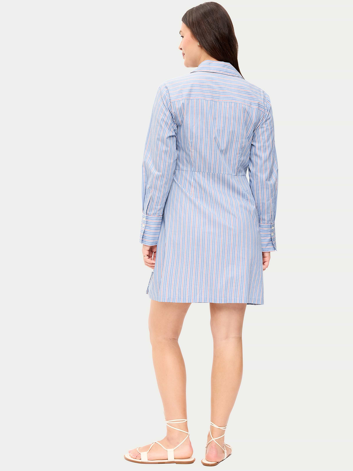 Wrap Mini Shirt Dress - Blue Stripe