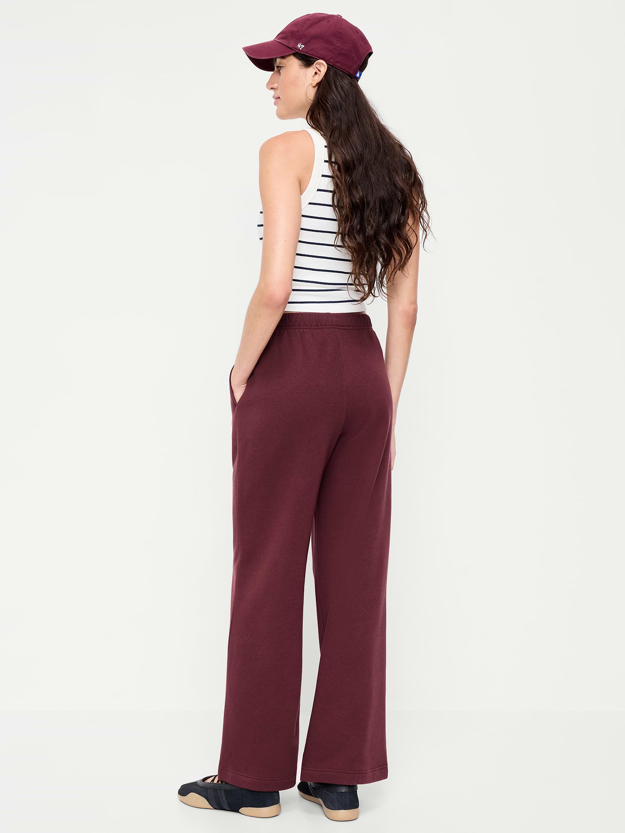 High-Waisted Fleece Wide-Leg Sweatpants - Reddy Or Not
