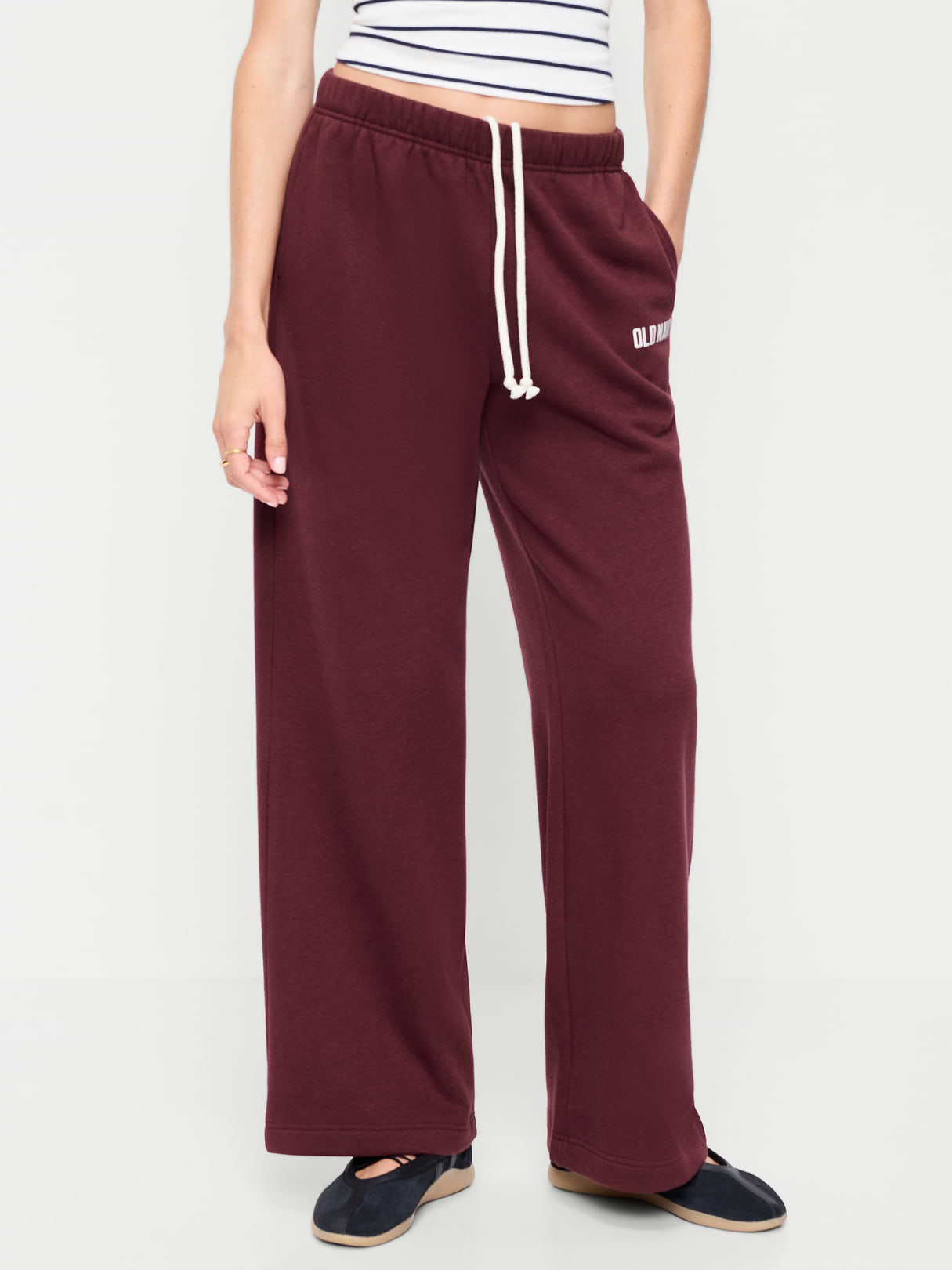 High-Waisted Fleece Wide-Leg Sweatpants - Reddy Or Not