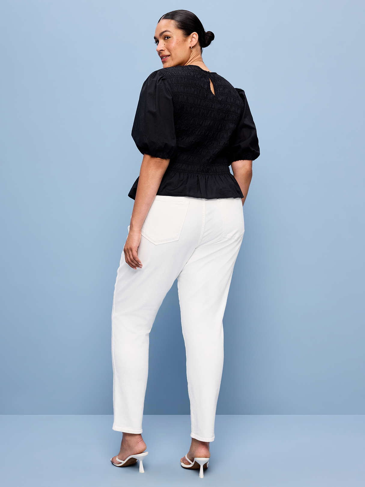 High-Waisted Vintage Slim Jeans - White Wash