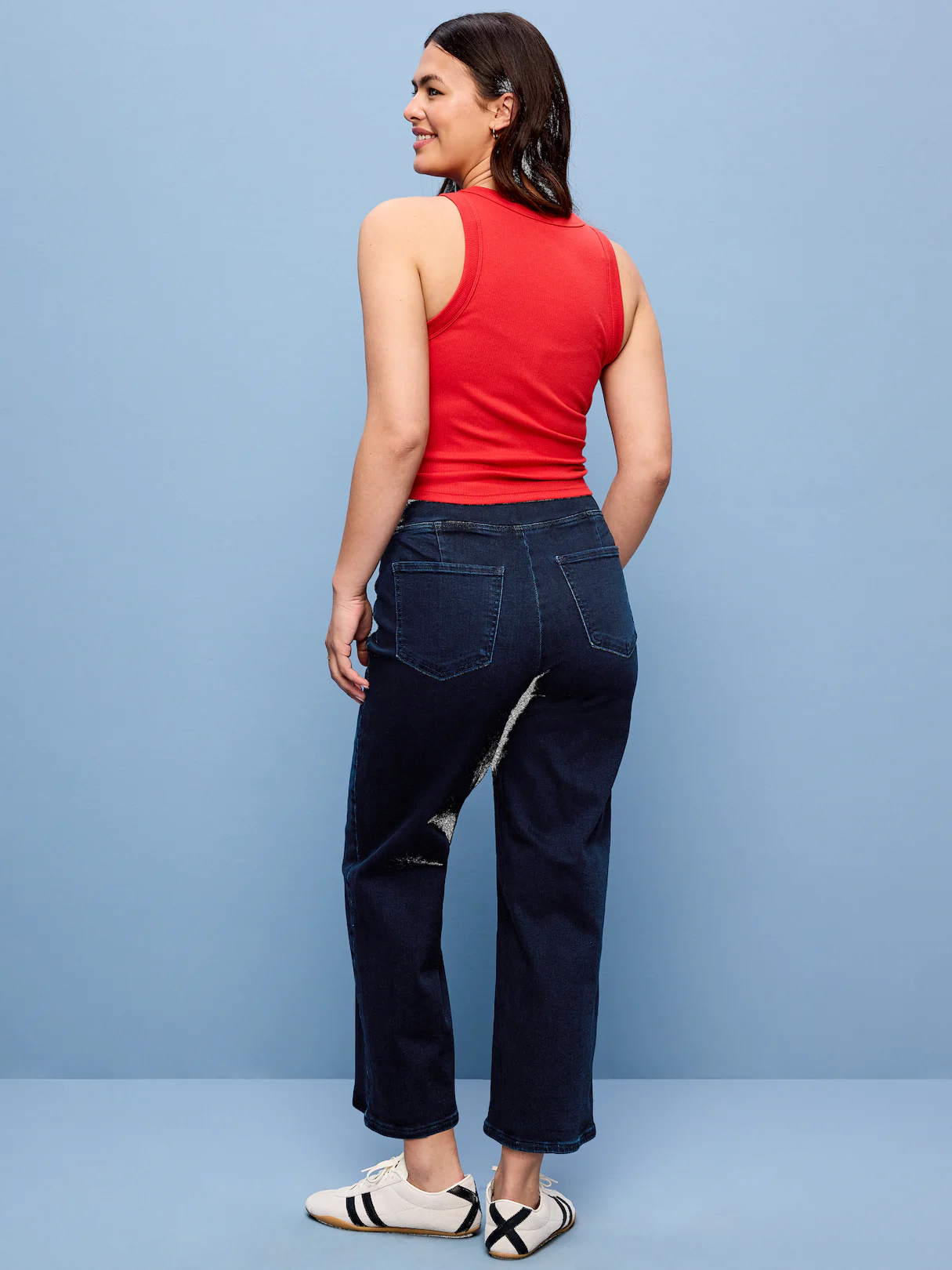 High-Waisted Weekender Pull-On Crop Wide-Leg Jeans - Isabella Turquoise