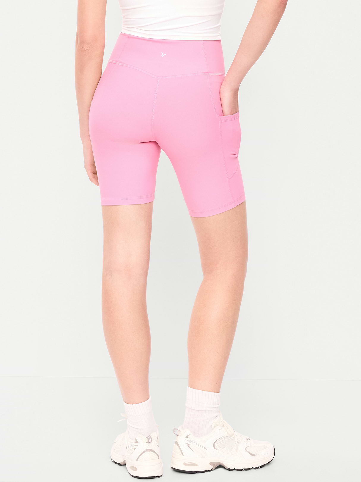 High-Waisted PowerSoft Biker Shorts -- 8-inch inseam - Sweet Sixteen