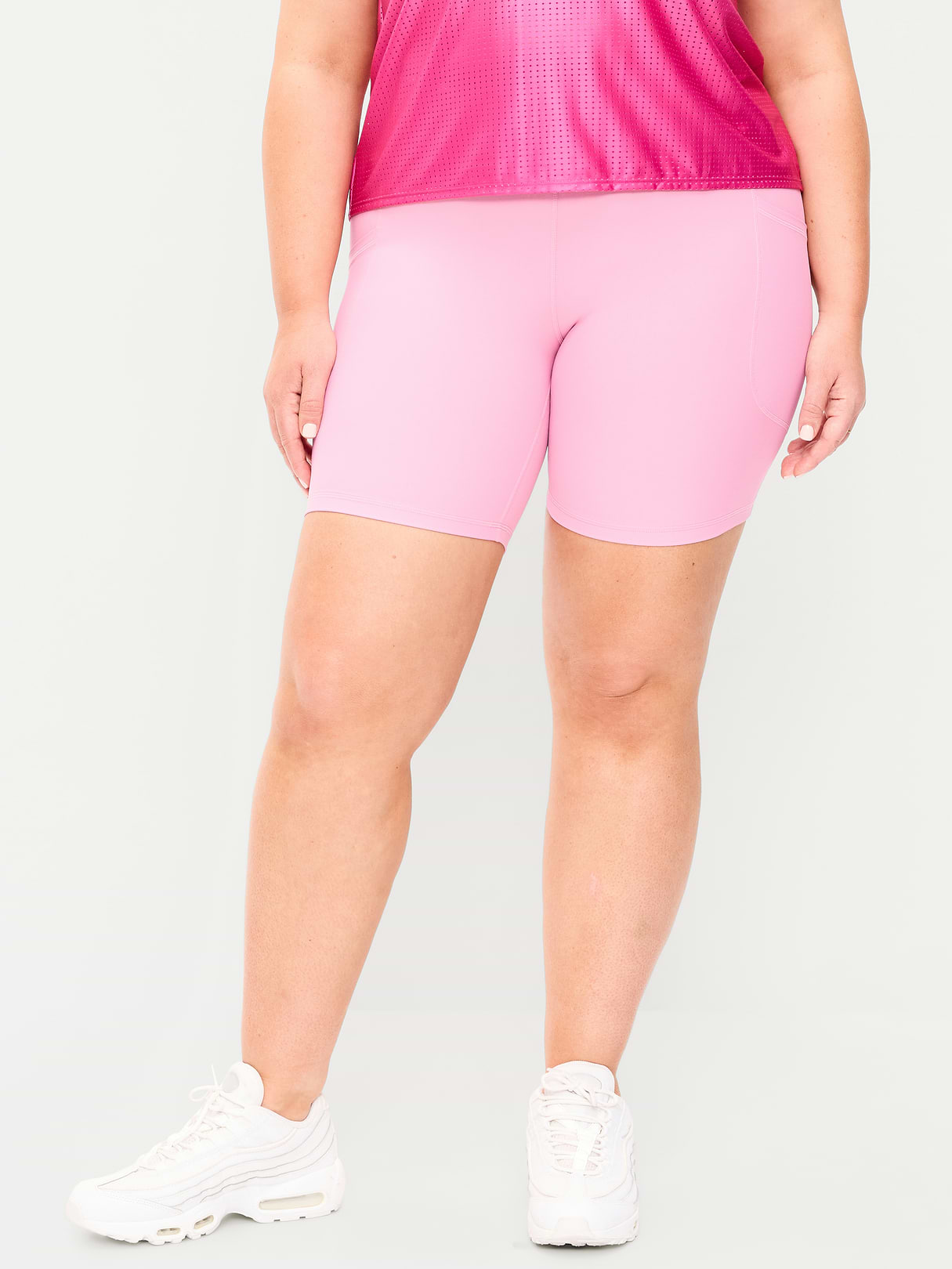 High-Waisted PowerSoft Biker Shorts -- 8-inch inseam - Sweet Sixteen