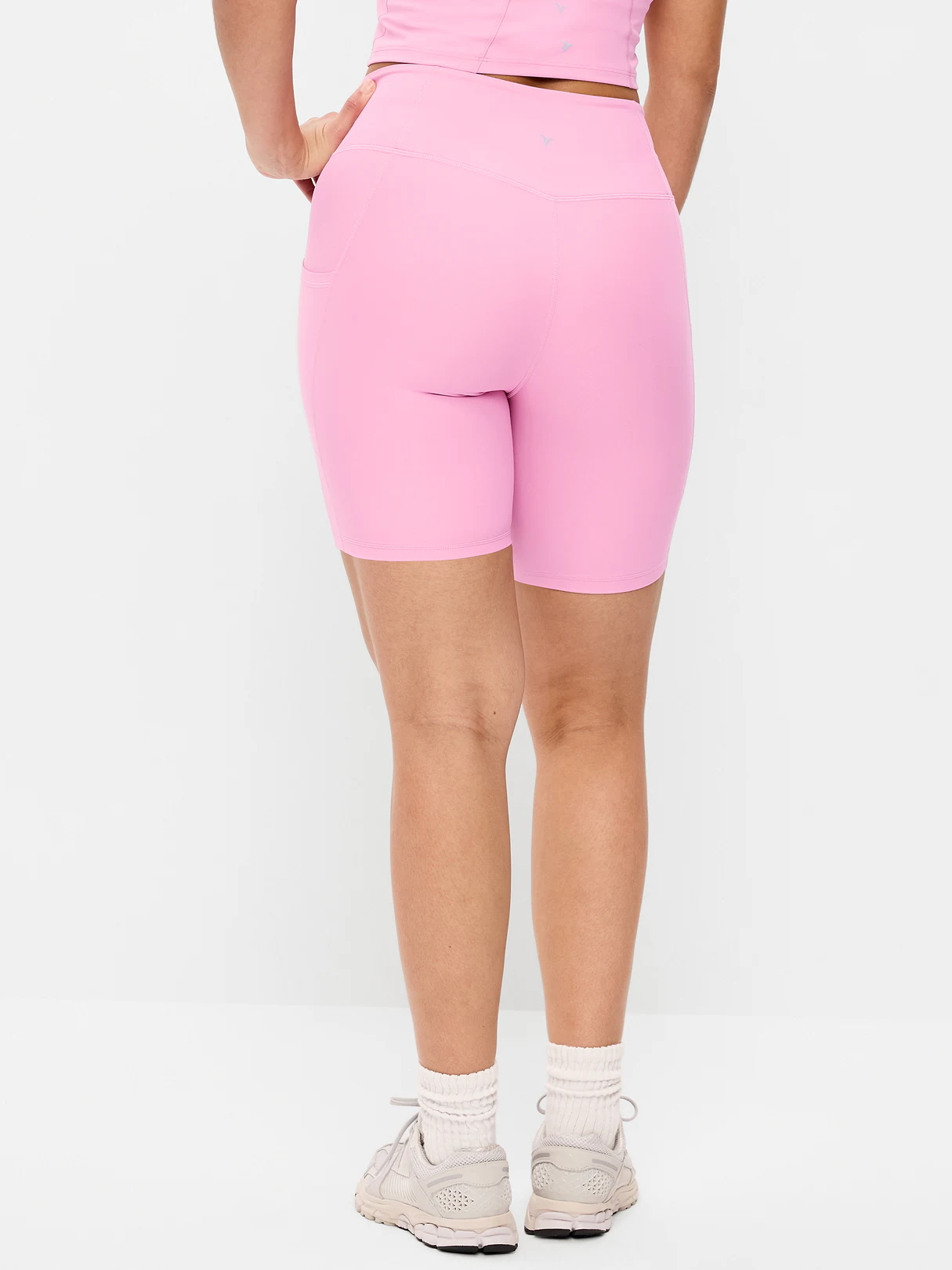 High-Waisted PowerSoft Biker Shorts -- 8-inch inseam - Sweet Sixteen