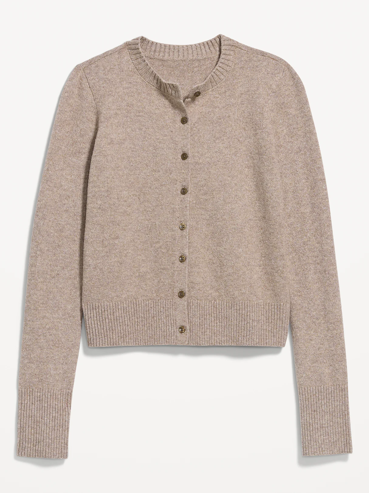 SoSoft Cropped Crew-Neck Cardigan - Mushroom