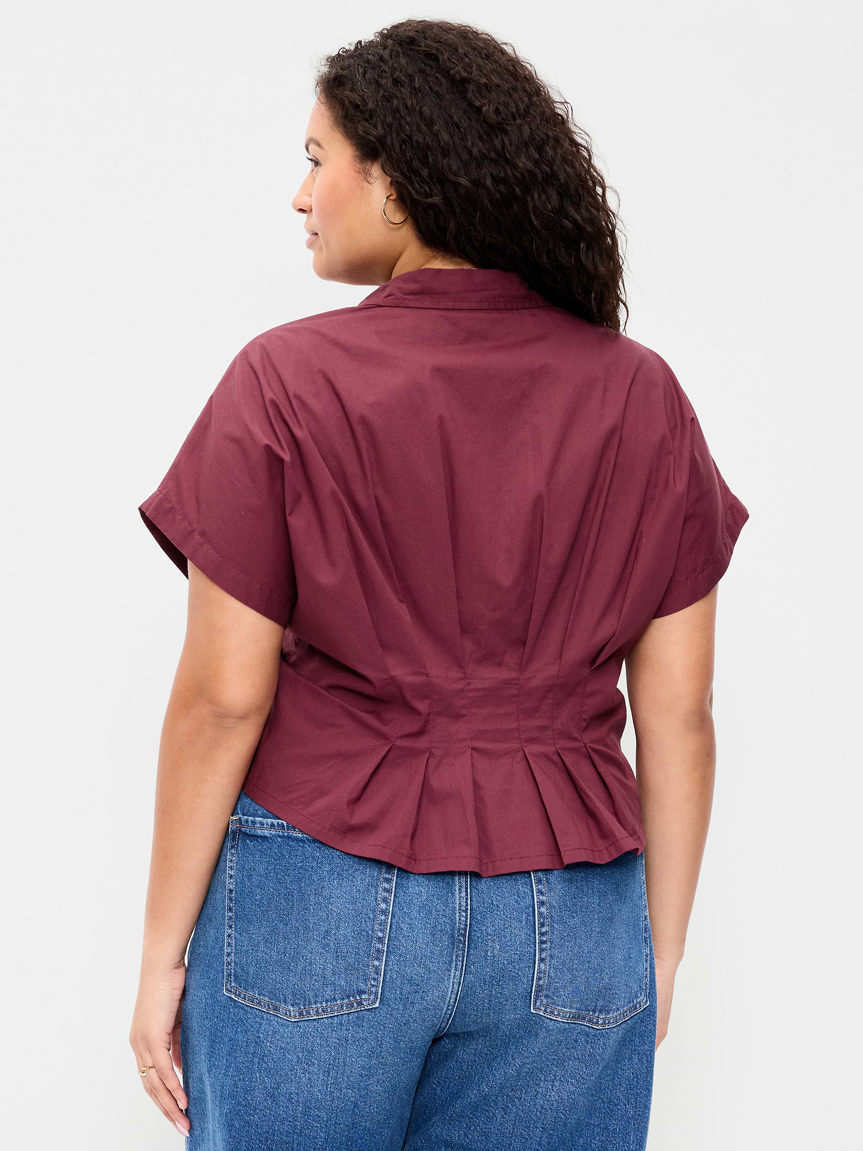 Slim-Waisted Button-Down Shirt - Have-a-Heart Red