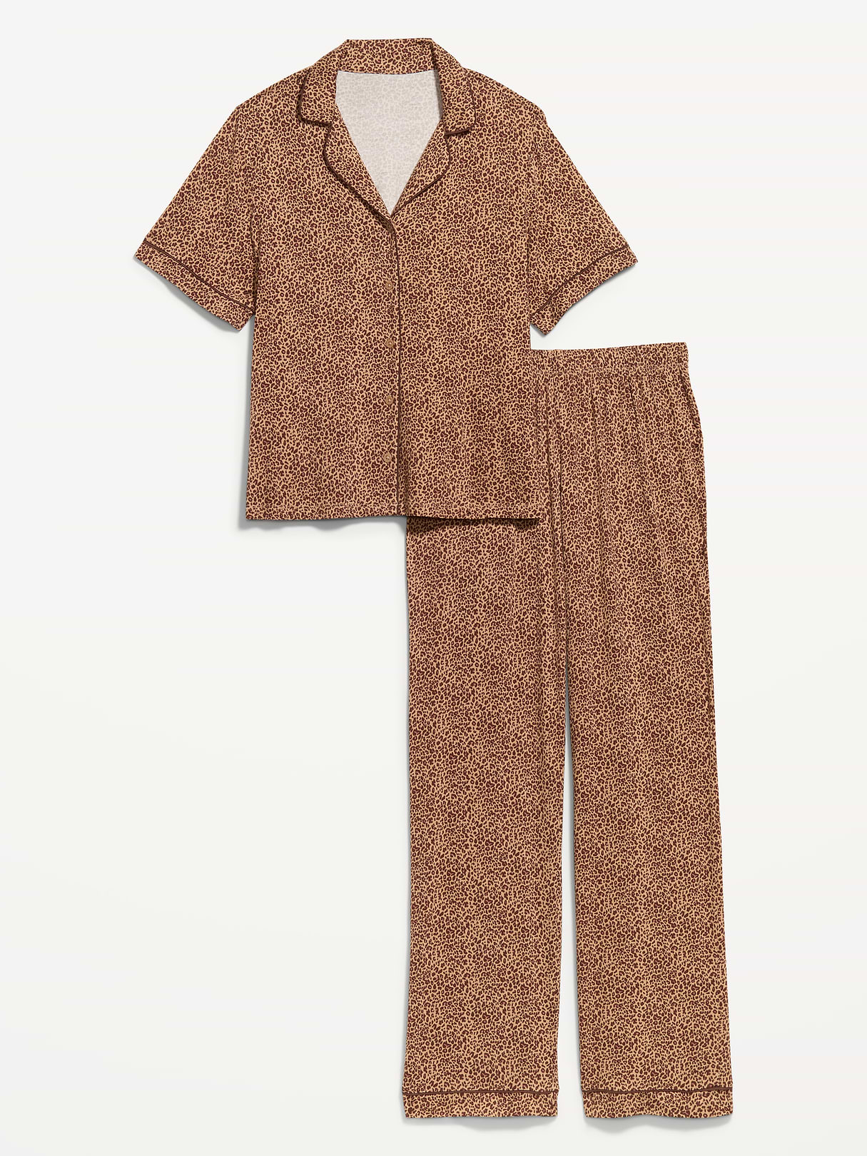 Sunday Sleep Knit Jersey Pant Set - Leopard