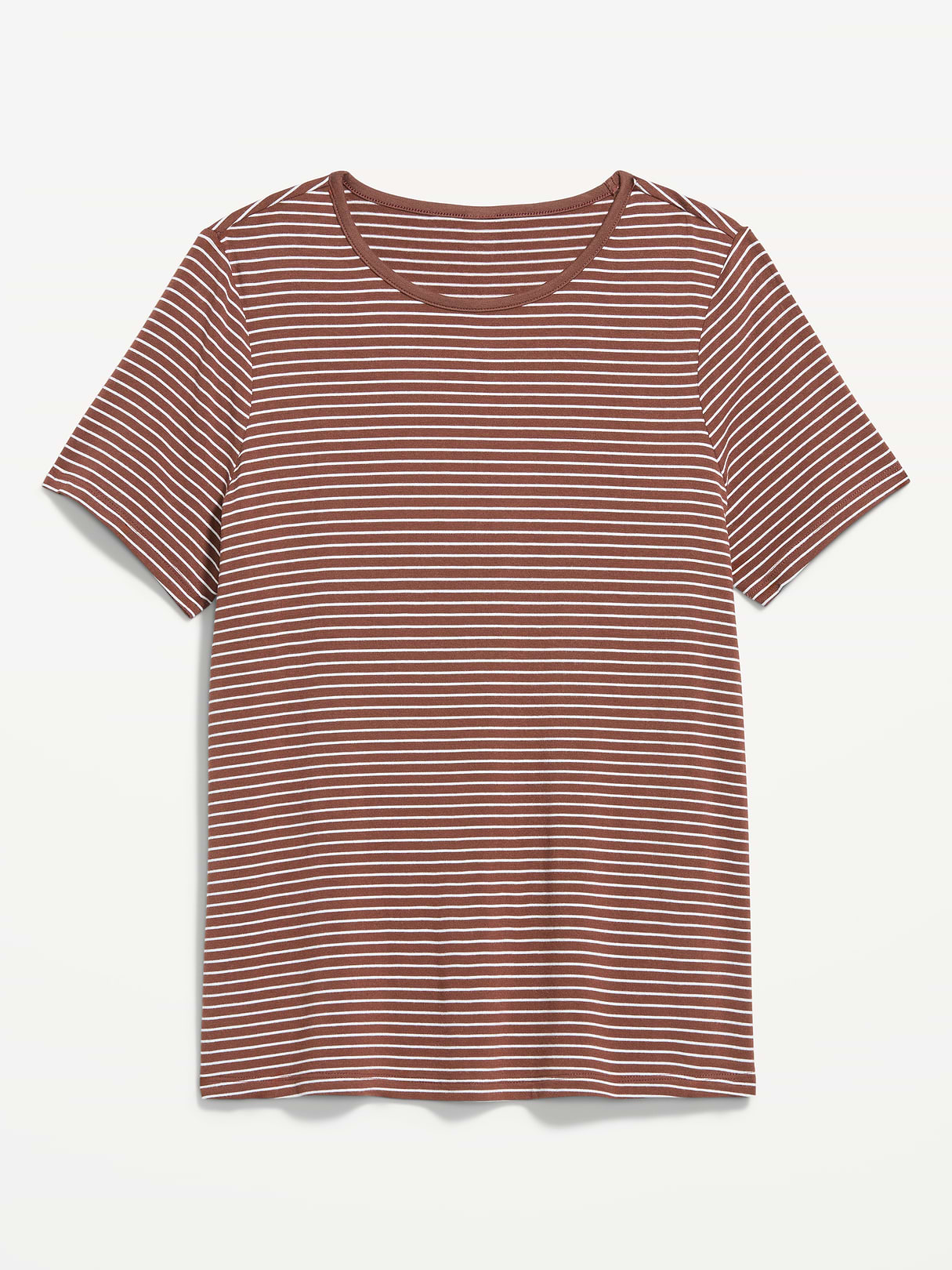 Luxe Crew-Neck T-Shirt - Earth Brown Stripe