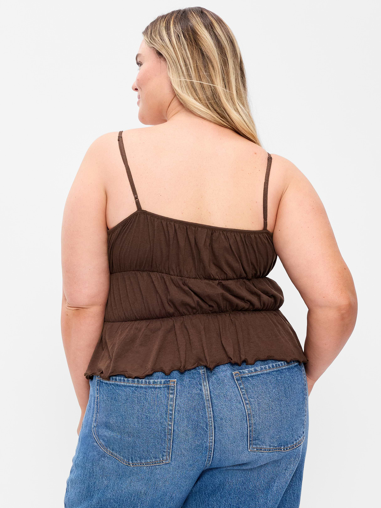 Lace-Trim Smocked-Waist Tank Top - Earthen