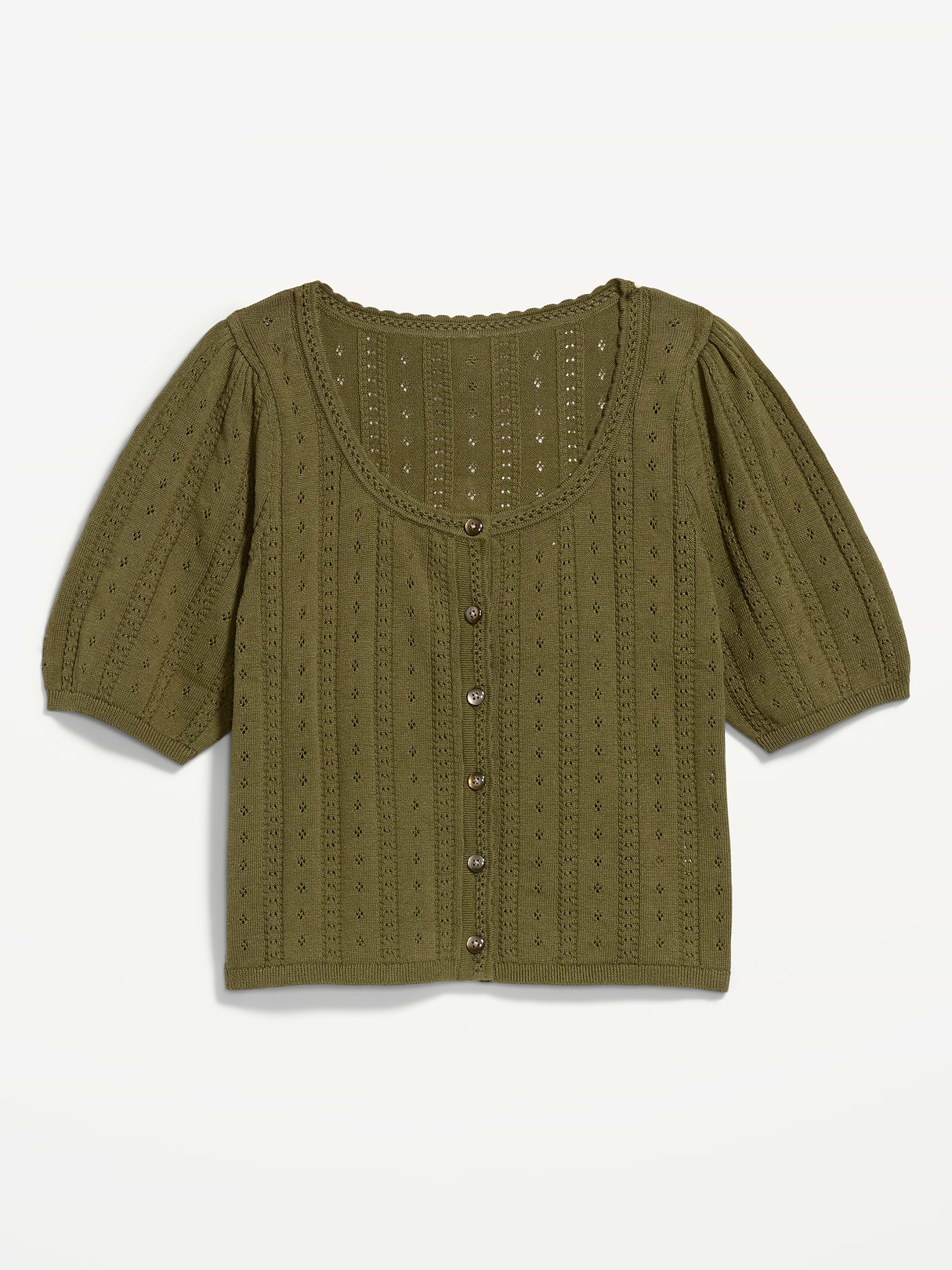 Seaside Cotton Short-Sleeve Button-Down Sweater - Hearthwood