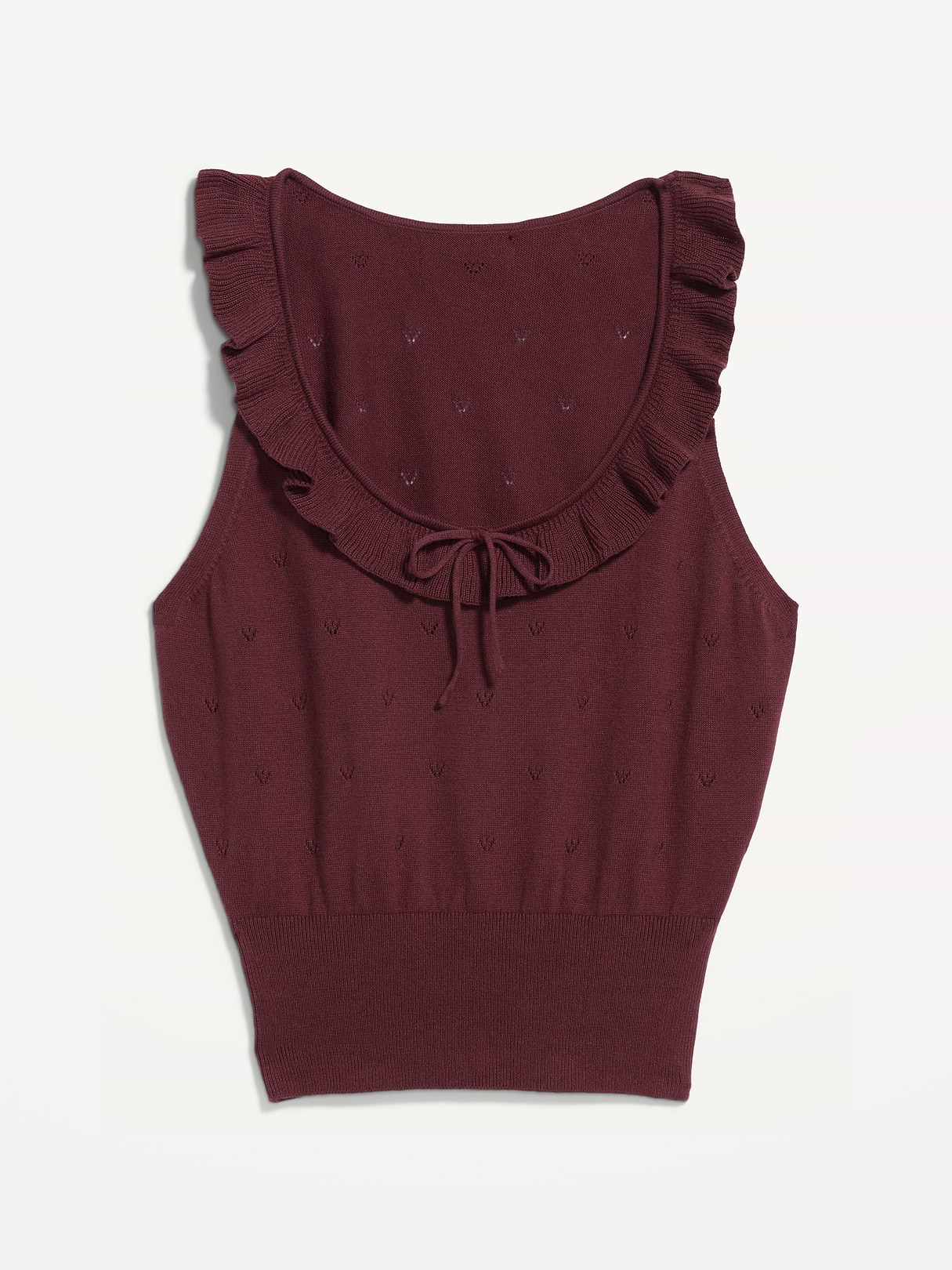 SoSoft Cotton Tie-Front Pointelle Tank Top - Reddy Or Not