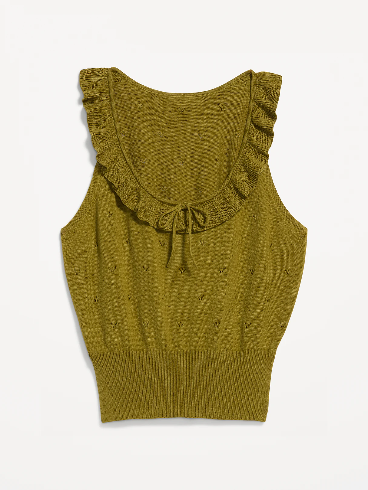 SoSoft Cotton Tie-Front Pointelle Tank Top - Mysterious Fern