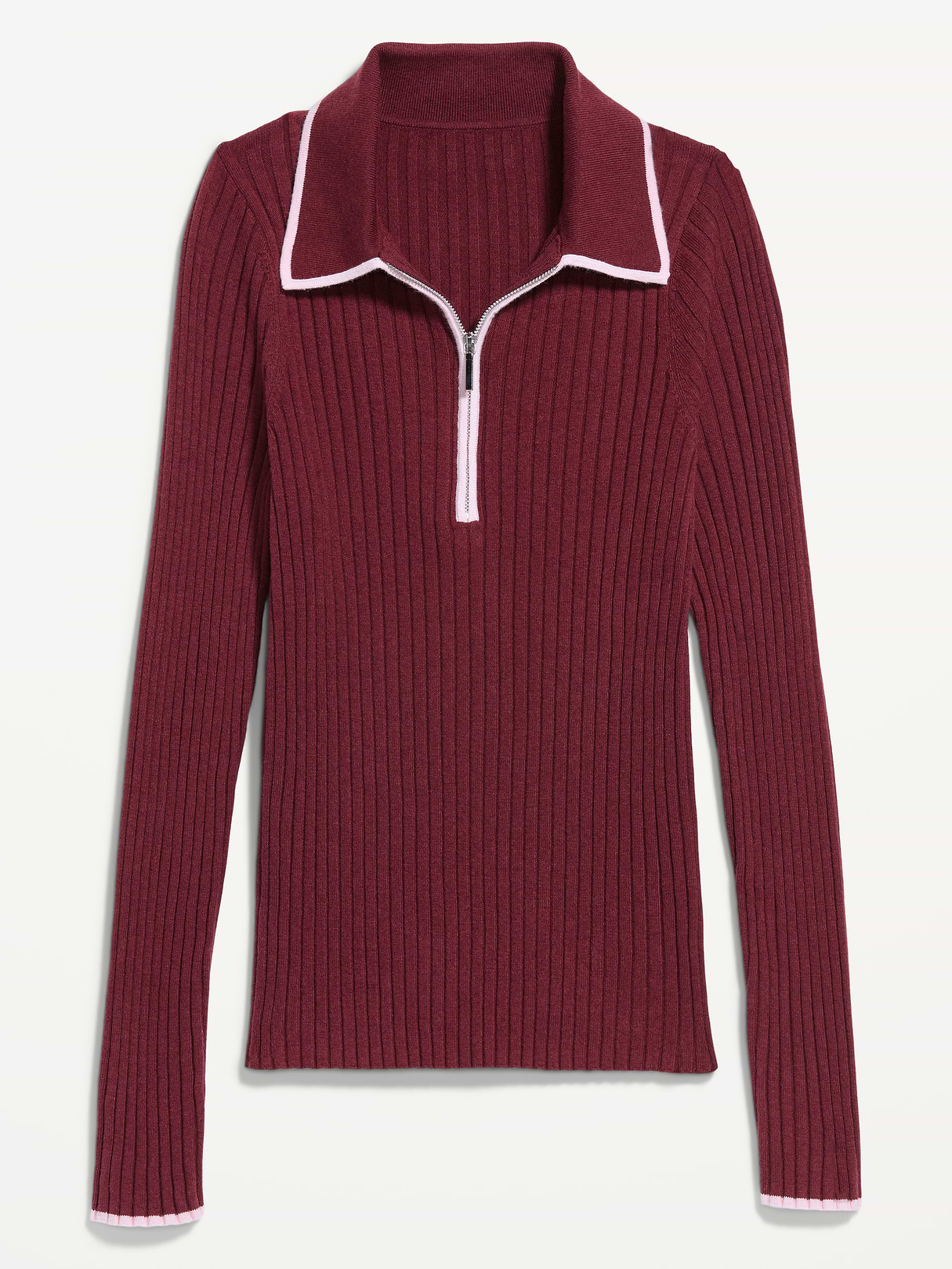 Long-Sleeve Half-Zip Top - Red Lacquer