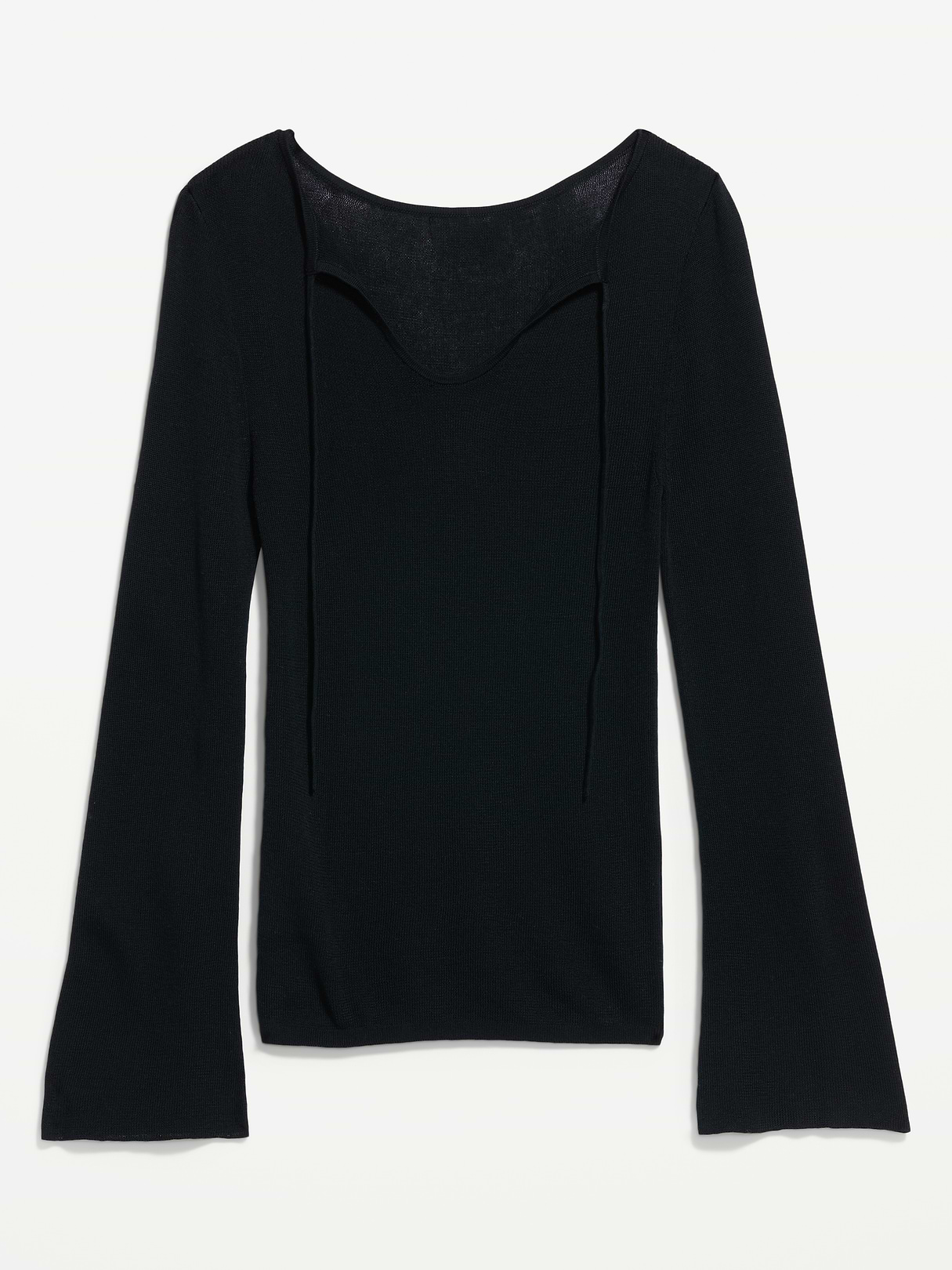 Bell-Sleeve Keyhole Top - Black Jack