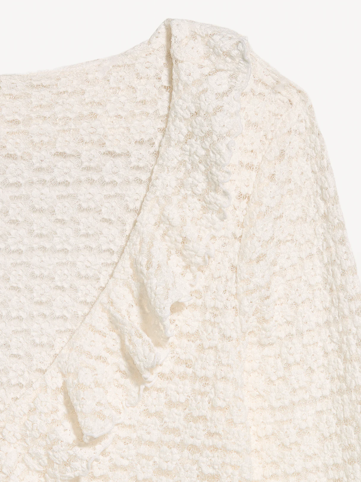 Fitted Bell-Sleeve Ruffle Top - Sea Salt
