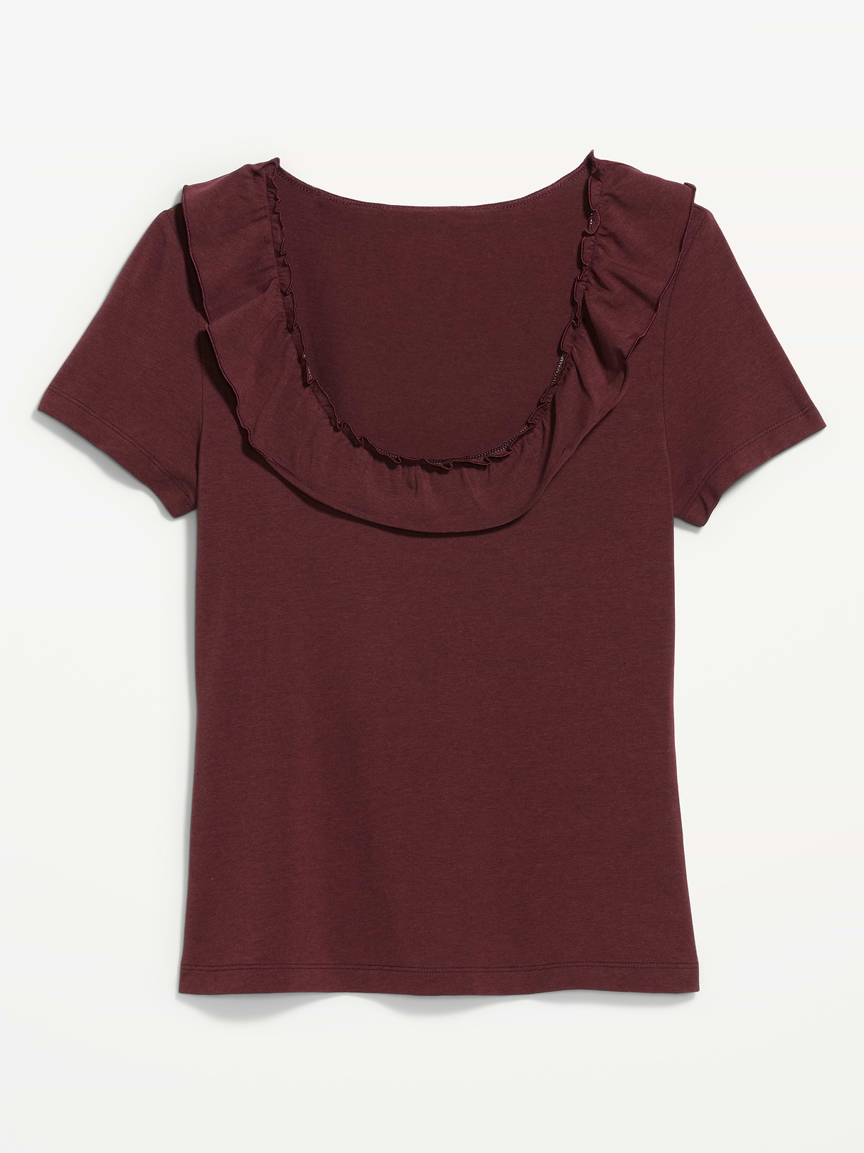 Lettuce-Edge Scoop-Neck Top - Reddy Or Not