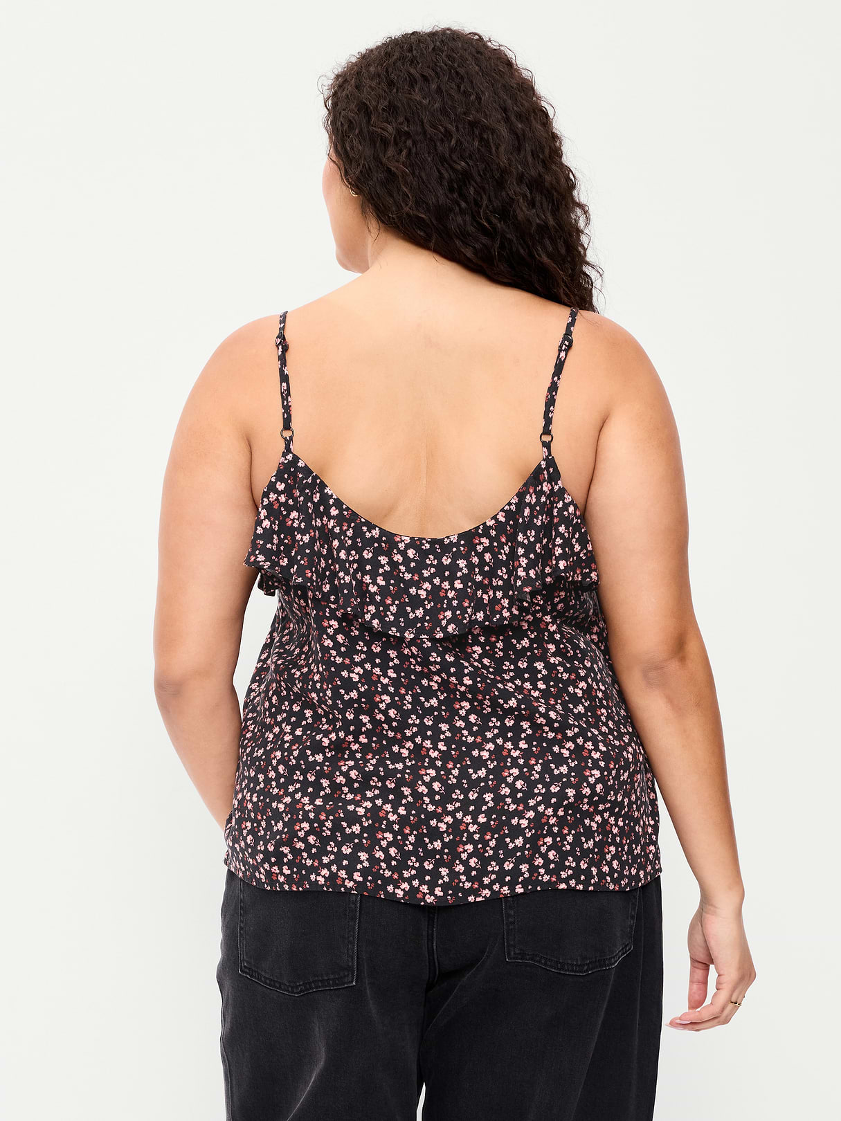 Ruffle-Front Tank Top - Pink Floral