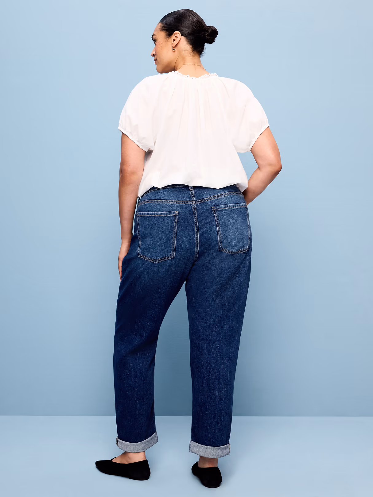 Mid-Rise Wow Boyfriend Straight Jeans - Dark Wash