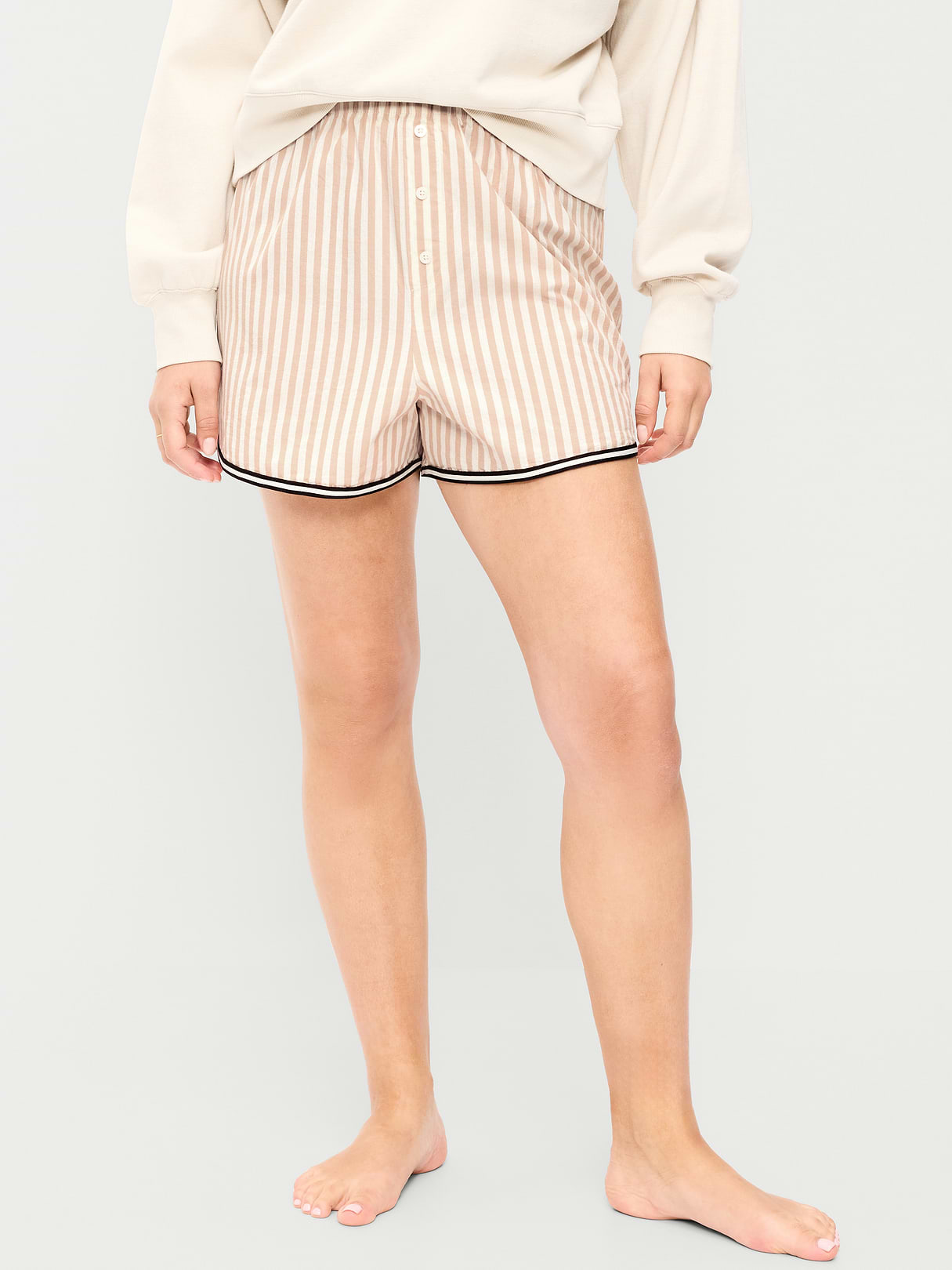 Classic Poplin Boxer Pajama Shorts - Neutral Stripe