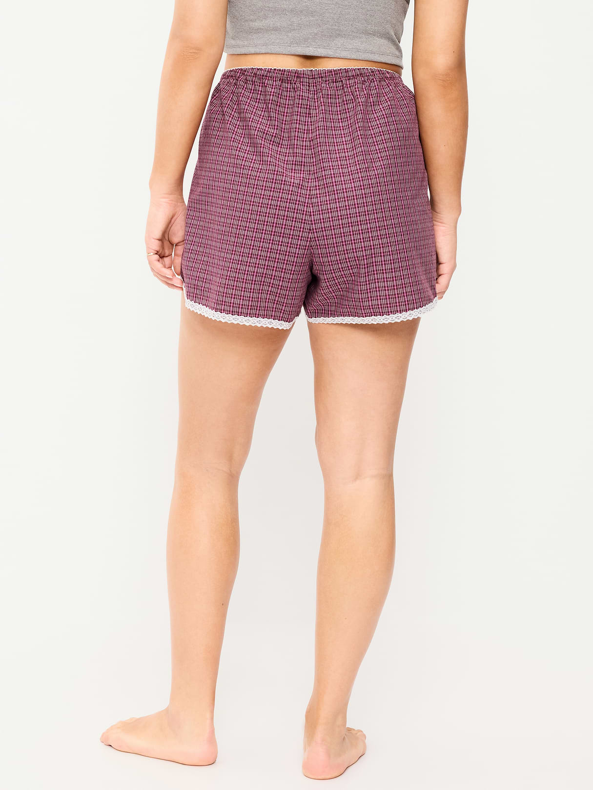 Classic Poplin Boxer Pajama Shorts - Dark Red Plaid