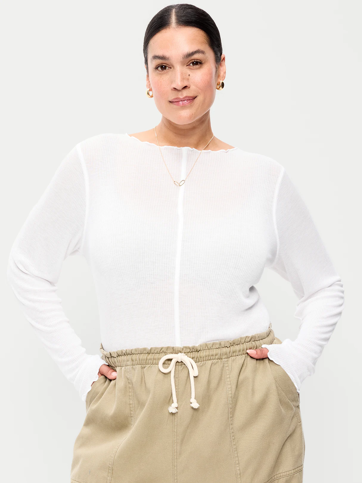 Lettuce-Edge Tissue T-Shirt - White Lilies