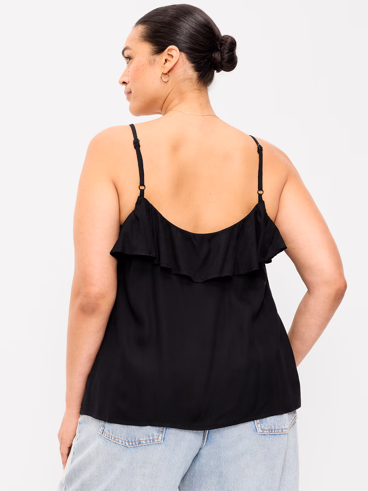 Ruffle-Front Tank Top - Black Jack