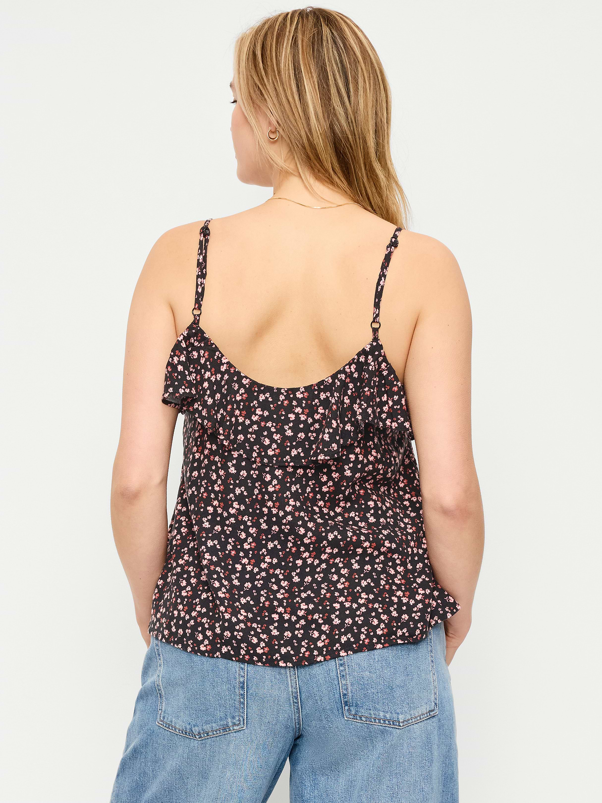 Ruffle-Front Tank Top - Pink Floral