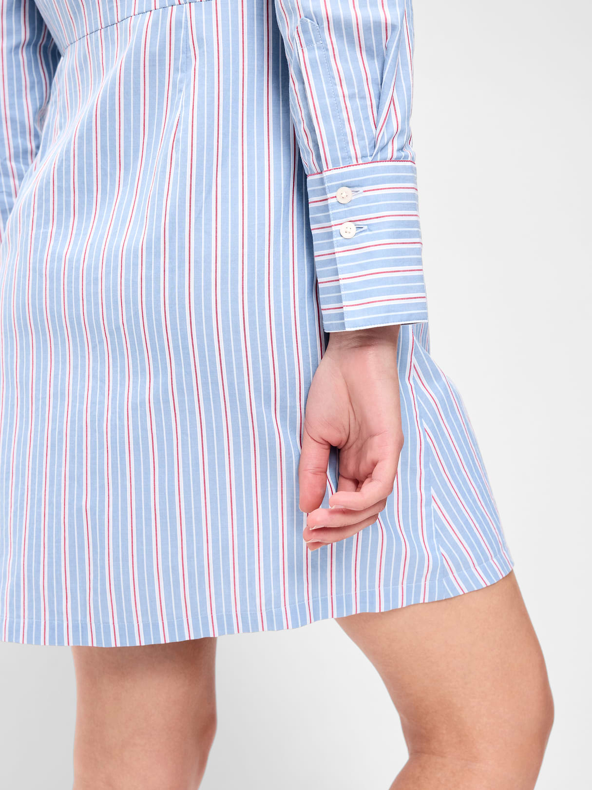 Wrap Mini Shirt Dress - Blue Stripe