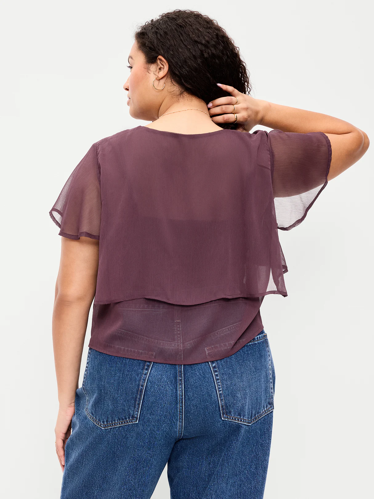 Tiered Ruffle Tie-Front Top - Veil Of Night
