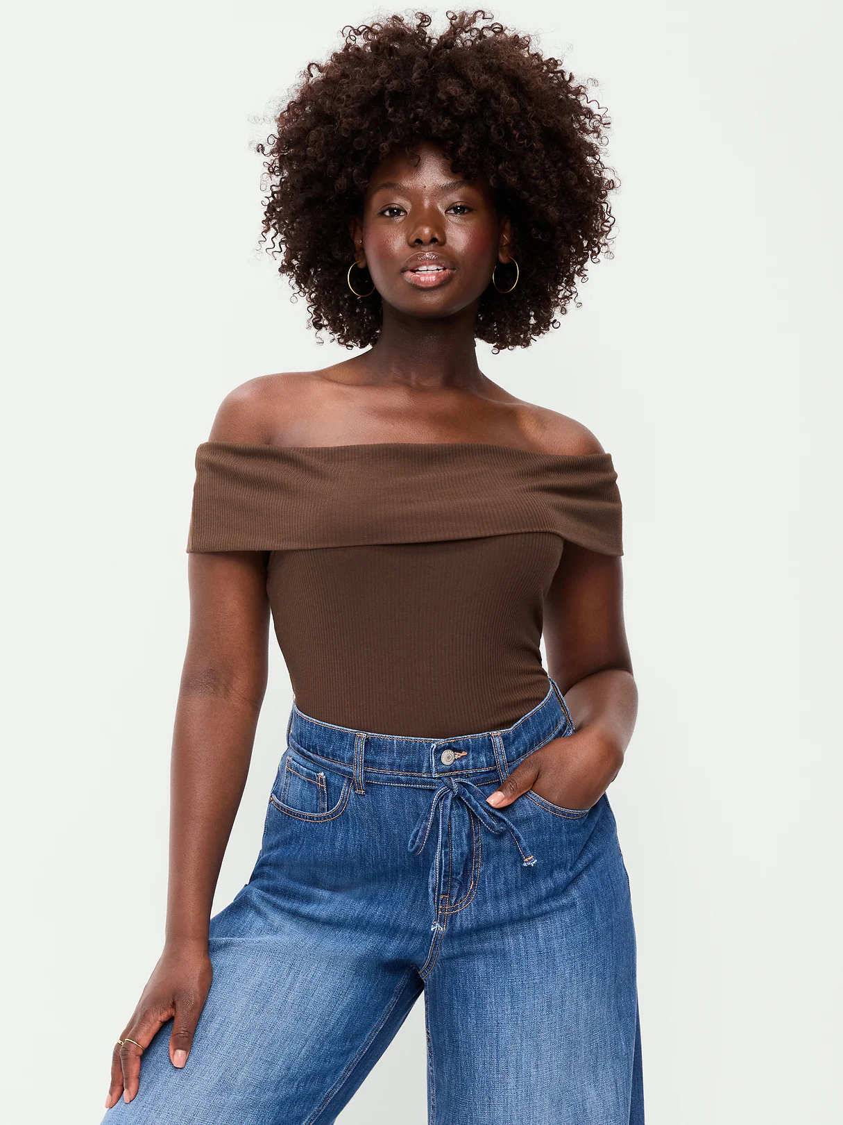 Off-The-Shoulder Fitted Top - Earthen