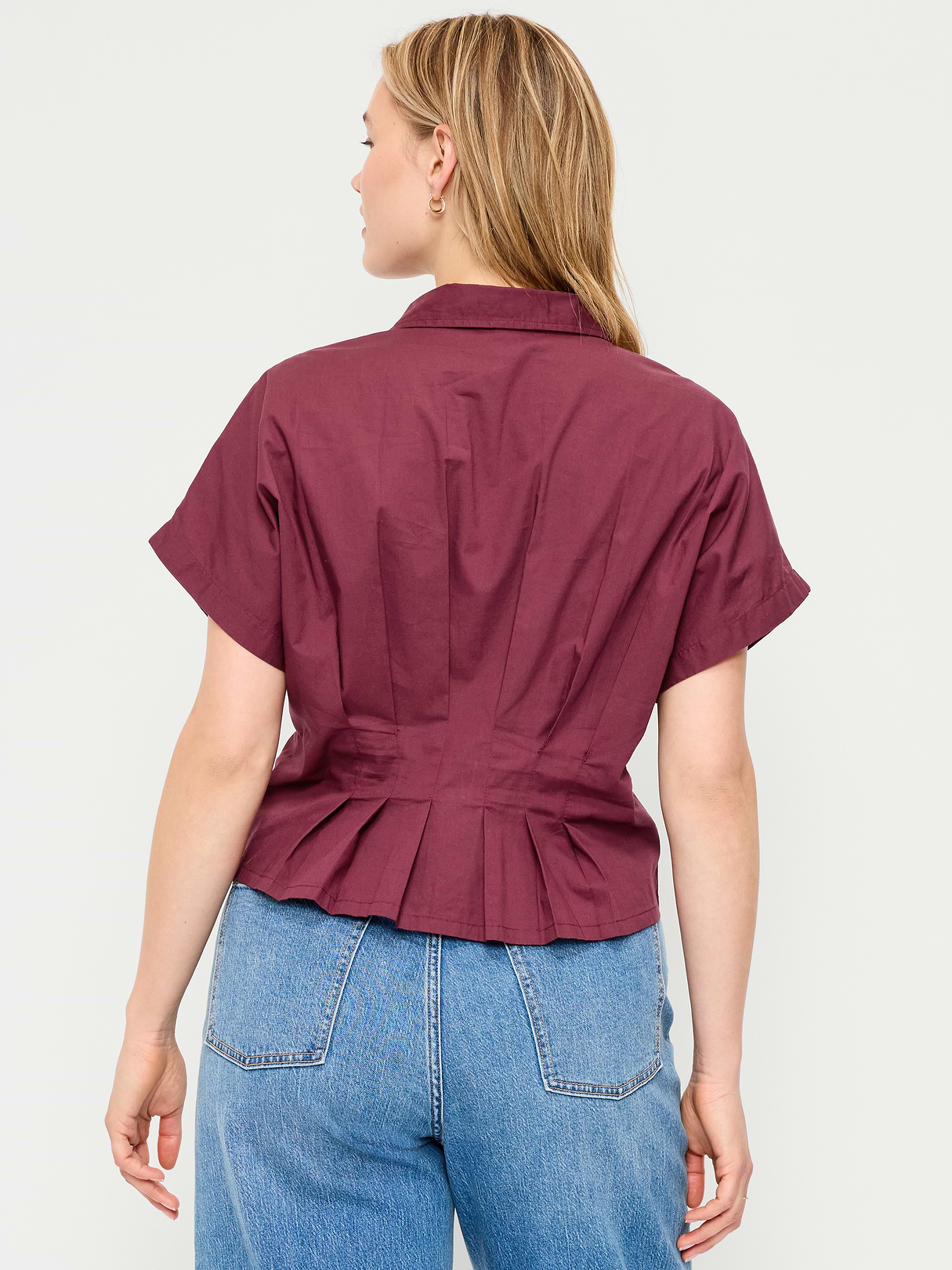 Slim-Waisted Button-Down Shirt - Have-a-Heart Red