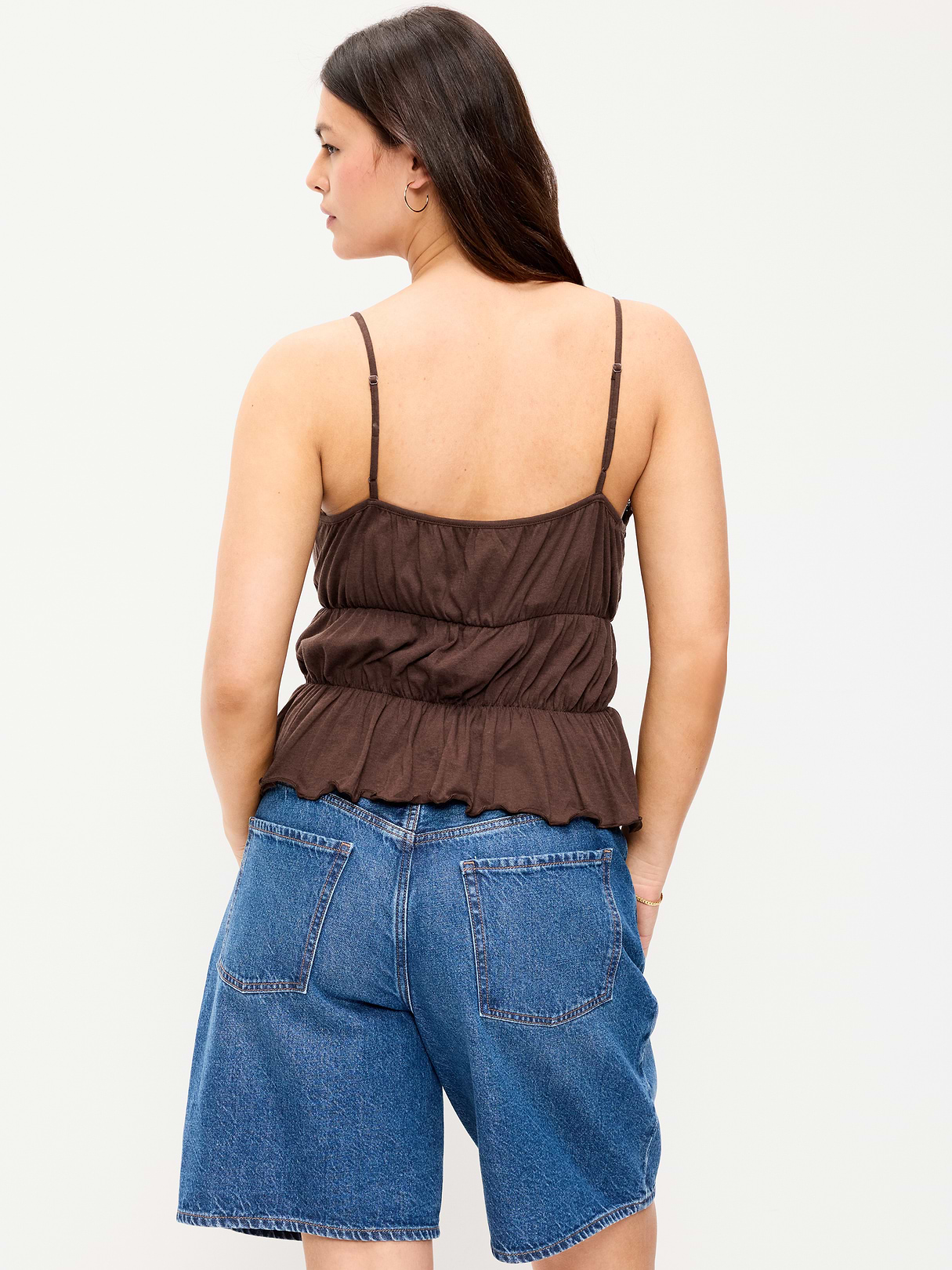 Lace-Trim Smocked-Waist Tank Top - Earthen