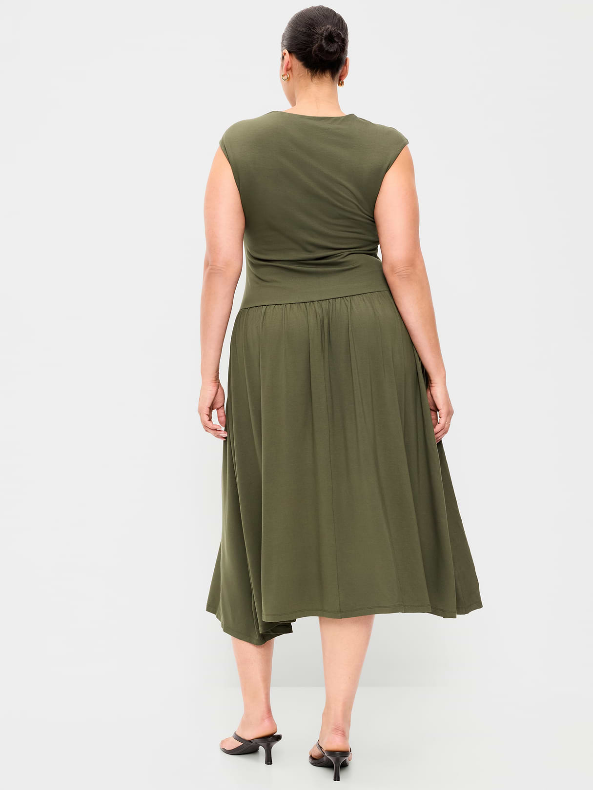 Jersey Knit Drop-Waist Midi Dress - Heritage Green