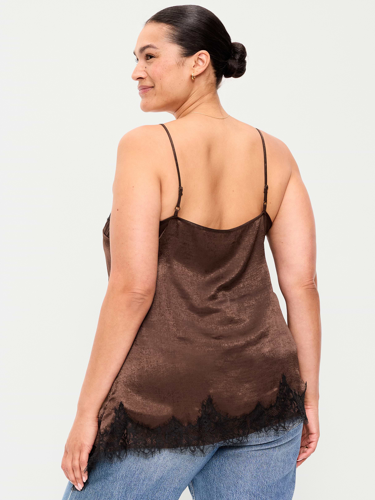 Asymmetrical Lace-Trim Cami Top - Earthen