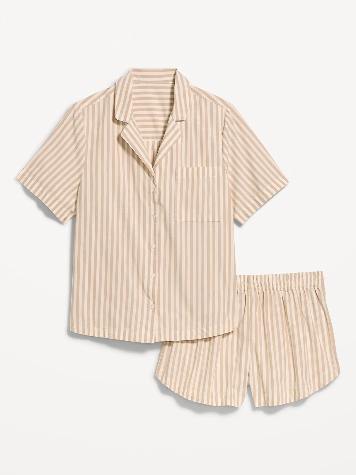 Poplin Pajama Short Set - Neutral Stripe