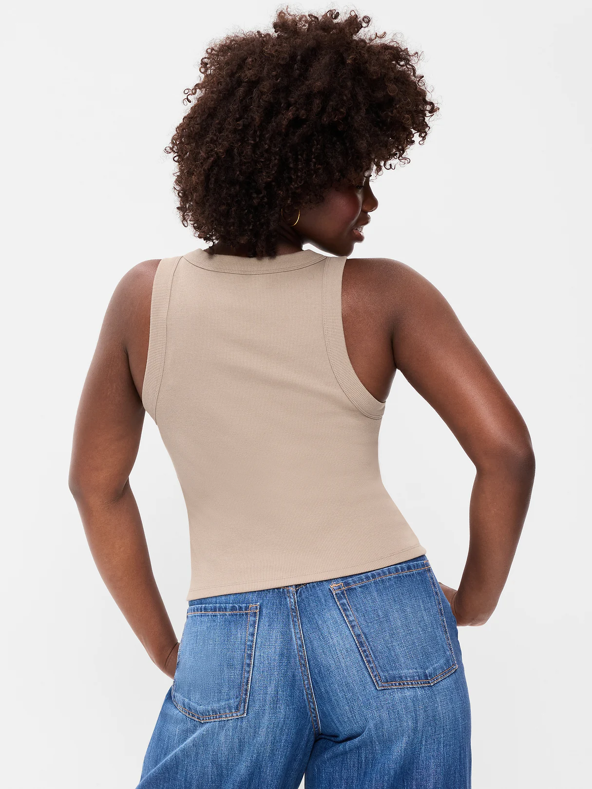 Crop Ribbed Tank Top - Chocolate Malted