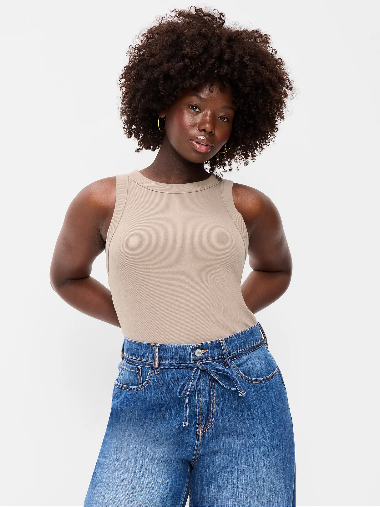 Crop Ribbed Tank Top - Chocolate Malted