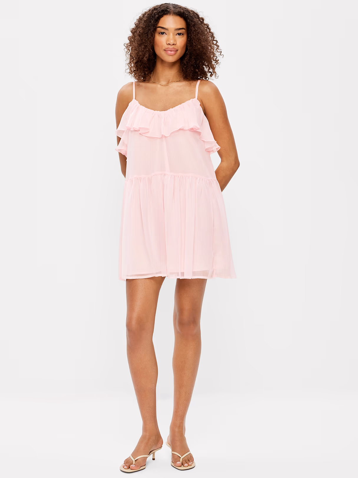 Ruffle-Front Flounce Mini Dress - Blush On You