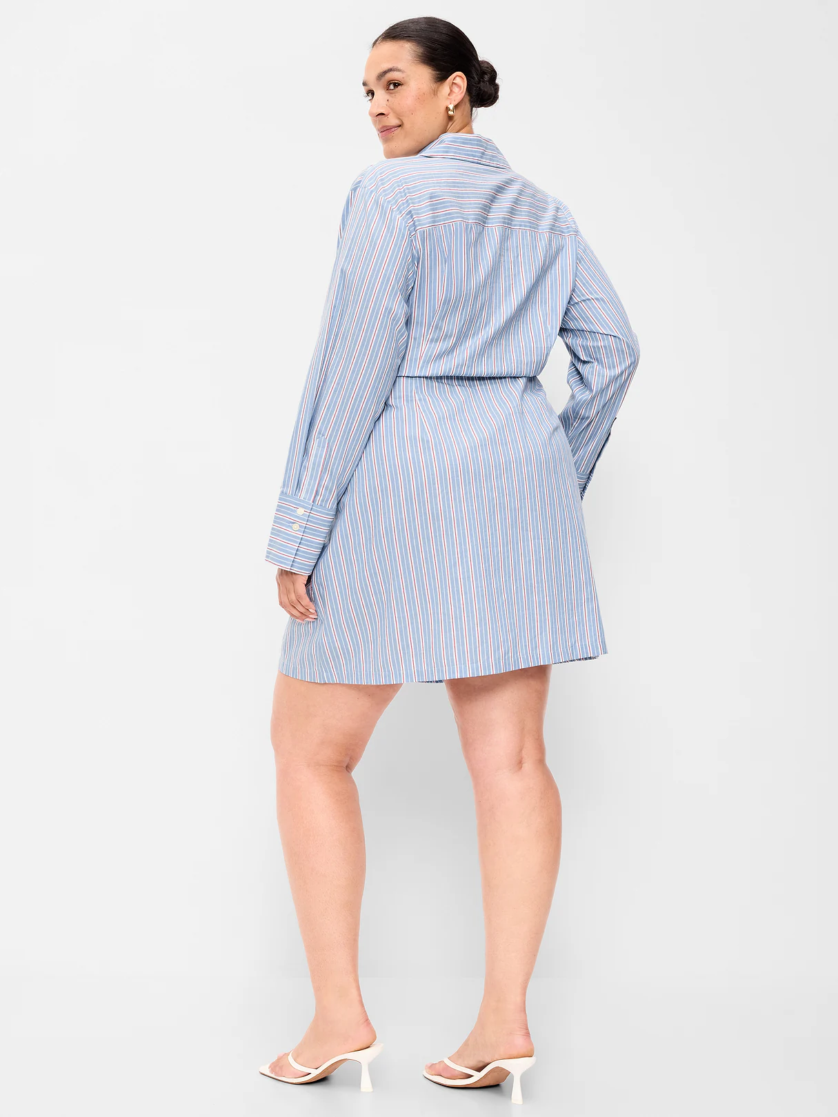 Wrap Mini Shirt Dress - Blue Stripe