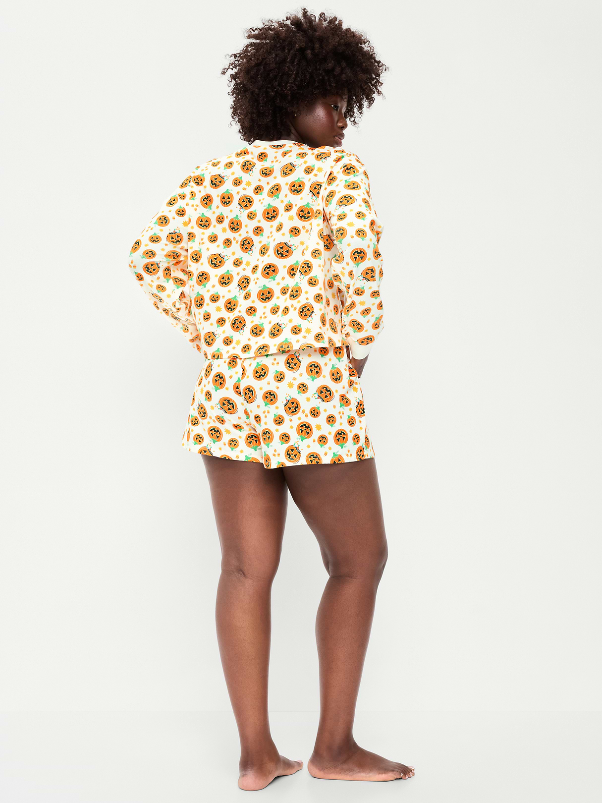 Halloween Pajama T-Shirt and Shorts Set for Women - Pumpkins (Match the Fam!)