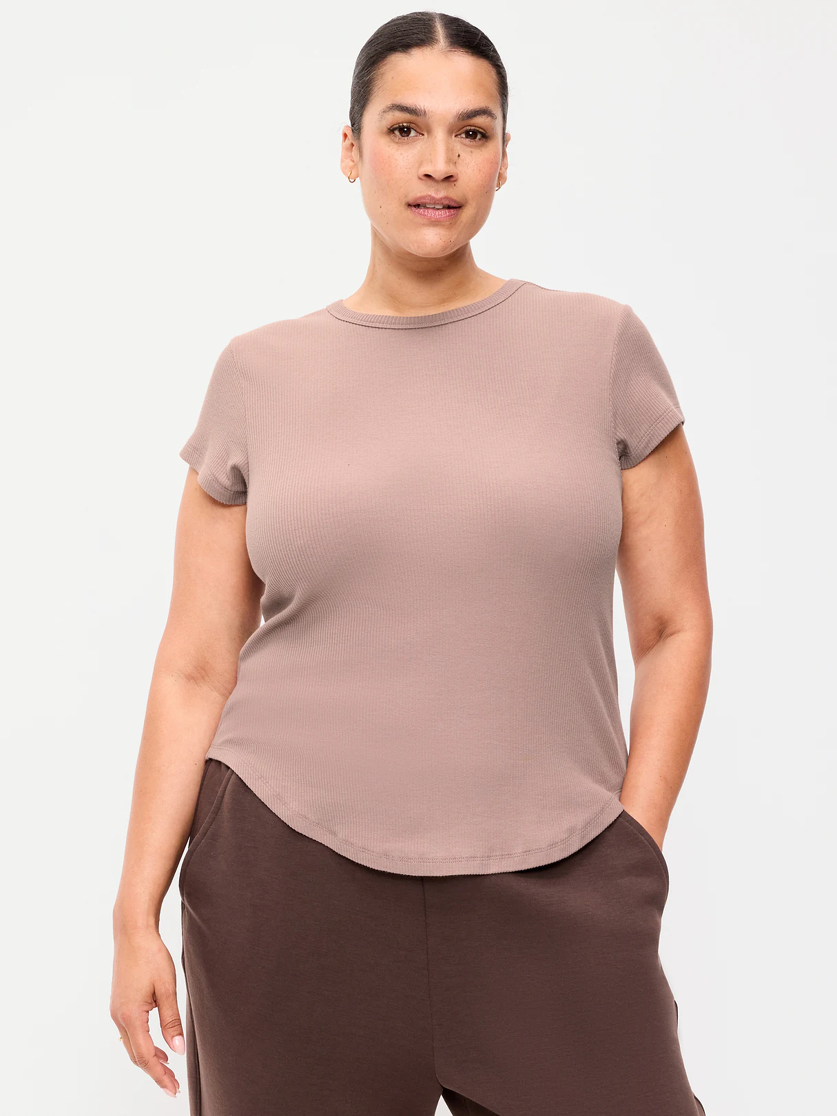 CloudLite Crew-Neck Ribbed T-Shirt - Mocha